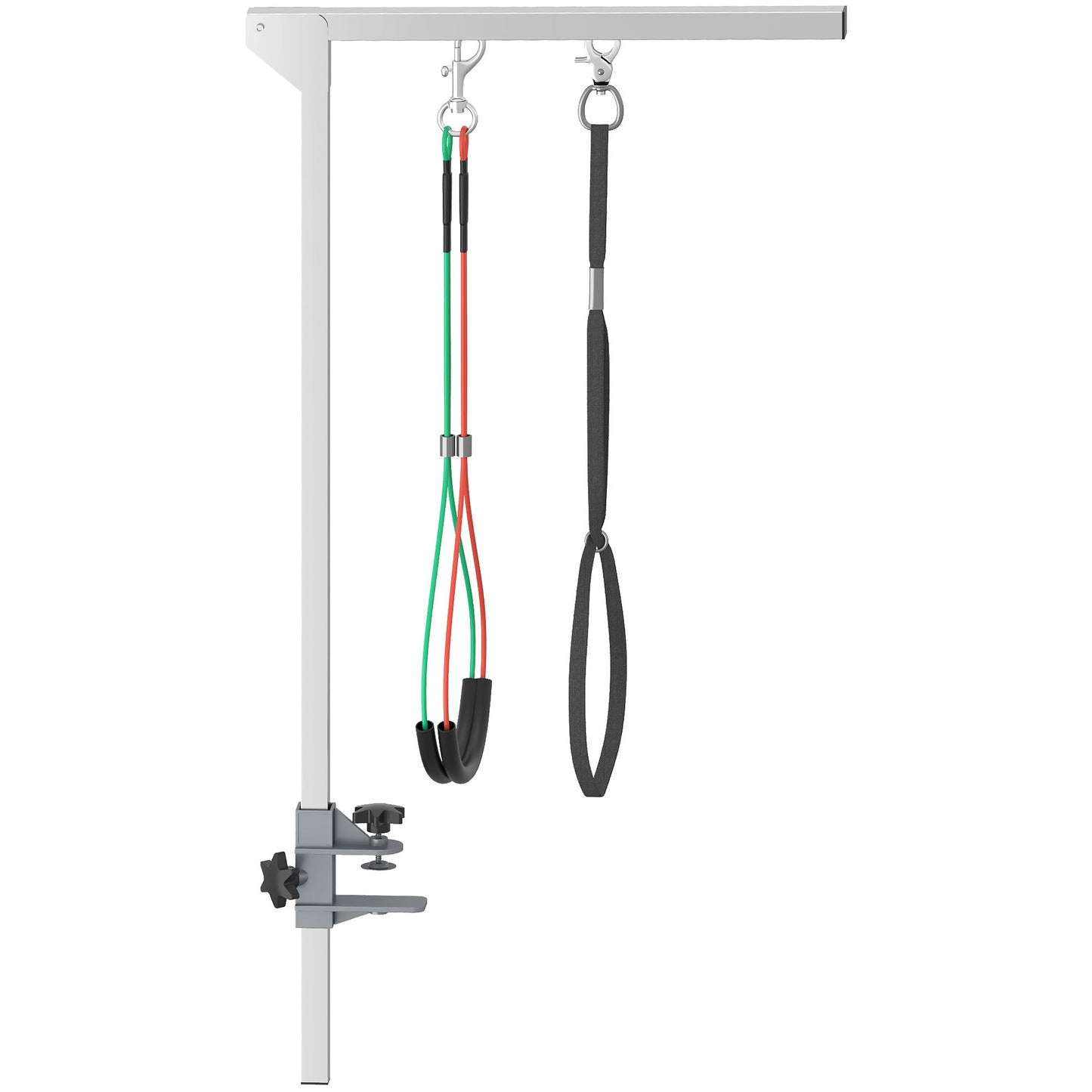 Foldable Pet Grooming Arm w/ Clamp 30 Inch Height Adjustable, Dog Grooming Loop, Two No Sit Haunch Holders for Small Medium Dogs, Sliver