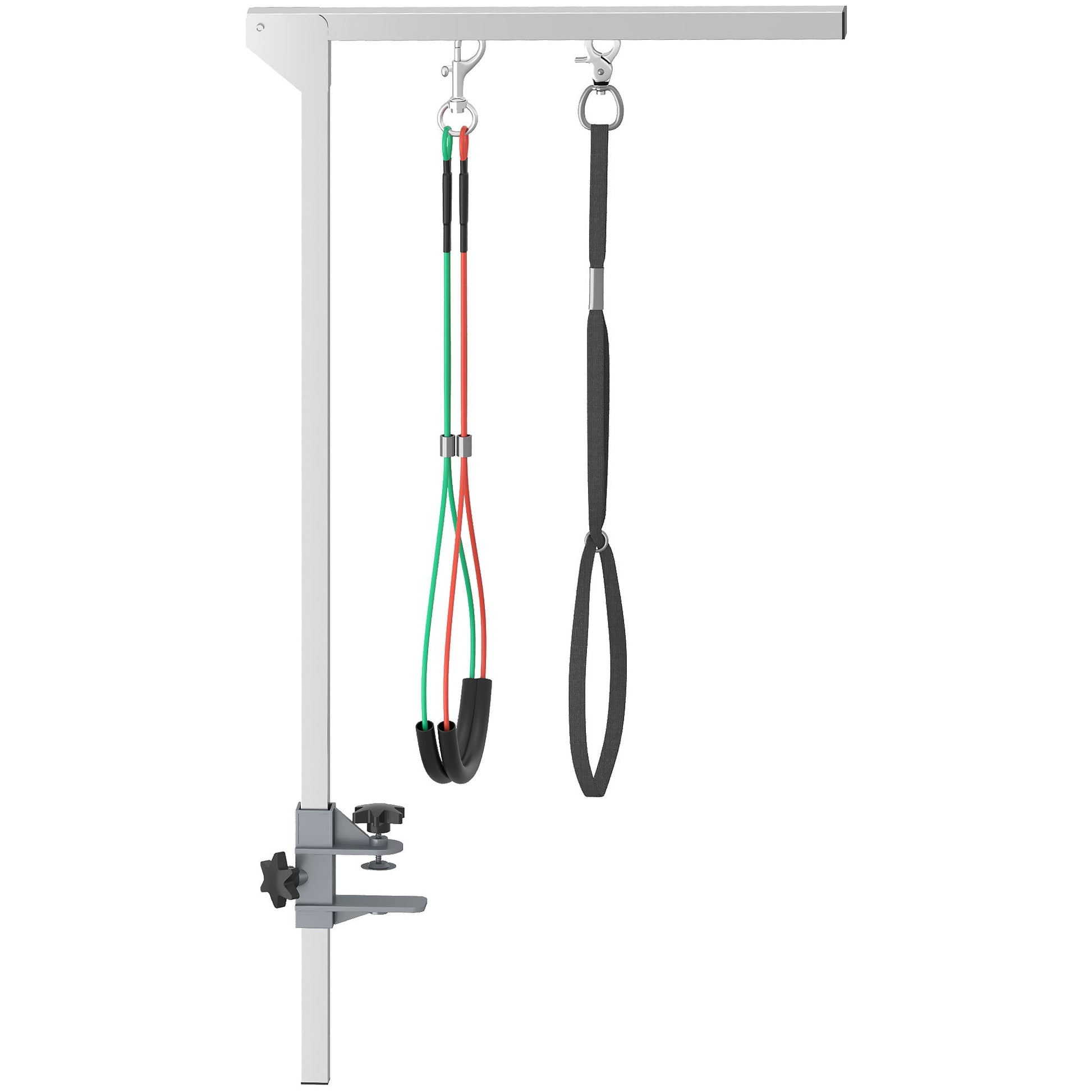 Foldable Pet Grooming Arm w/ Clamp 30 Inch Height Adjustable, Dog Grooming Loop, Two No Sit Haunch Holders for Small Medium Dogs, Sliver