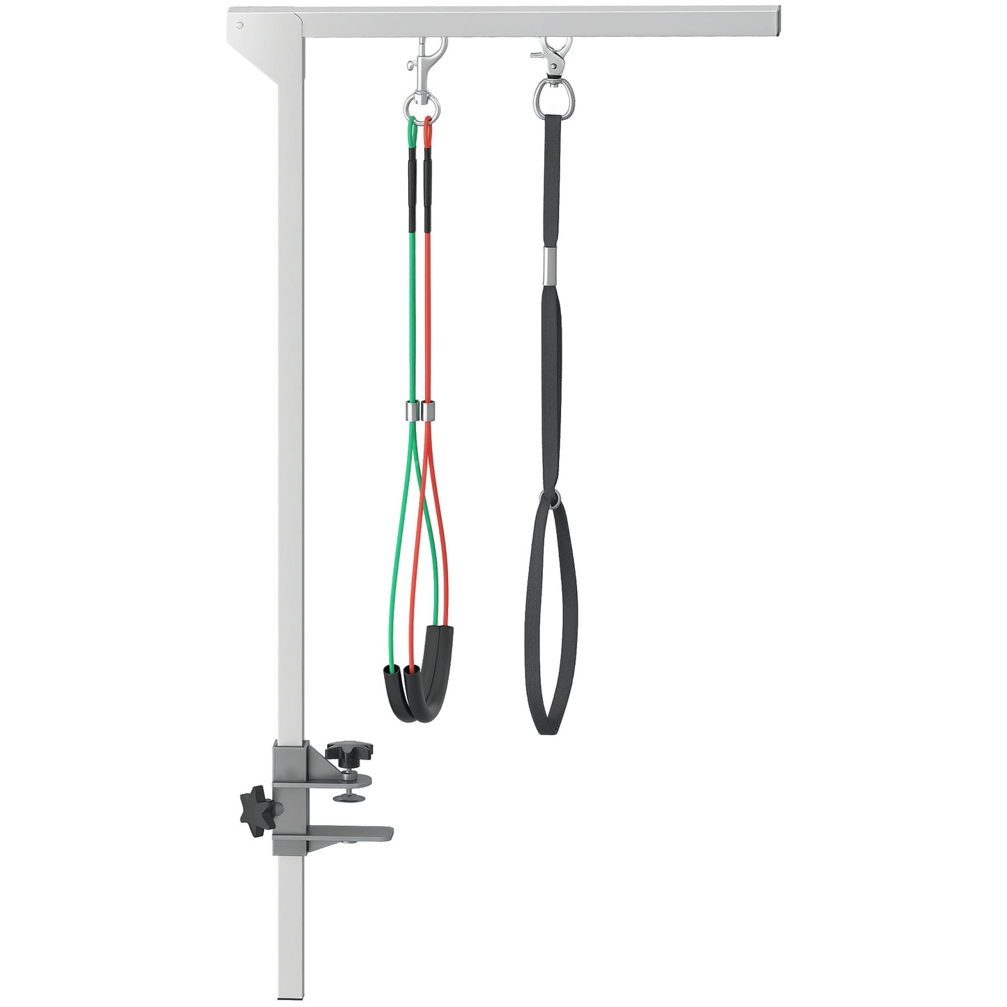 Foldable Pet Grooming Arm w/ Clamp 30 Inch Height Adjustable, Dog Grooming Loop, Two No Sit Haunch Holders for Small Medium Dogs, Sliver