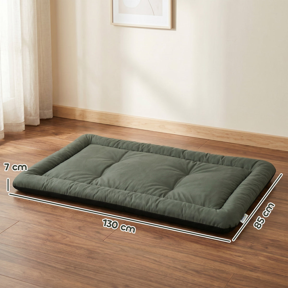 Waterproof Dog Bed, Foldable Pet Bed with Anti-Slip Bottom, Oxford Fabric, Machine Washable, Scratch Resistant Outdoor for Large Dogs and Cats, 130L x 85W x 7H cm, Green
