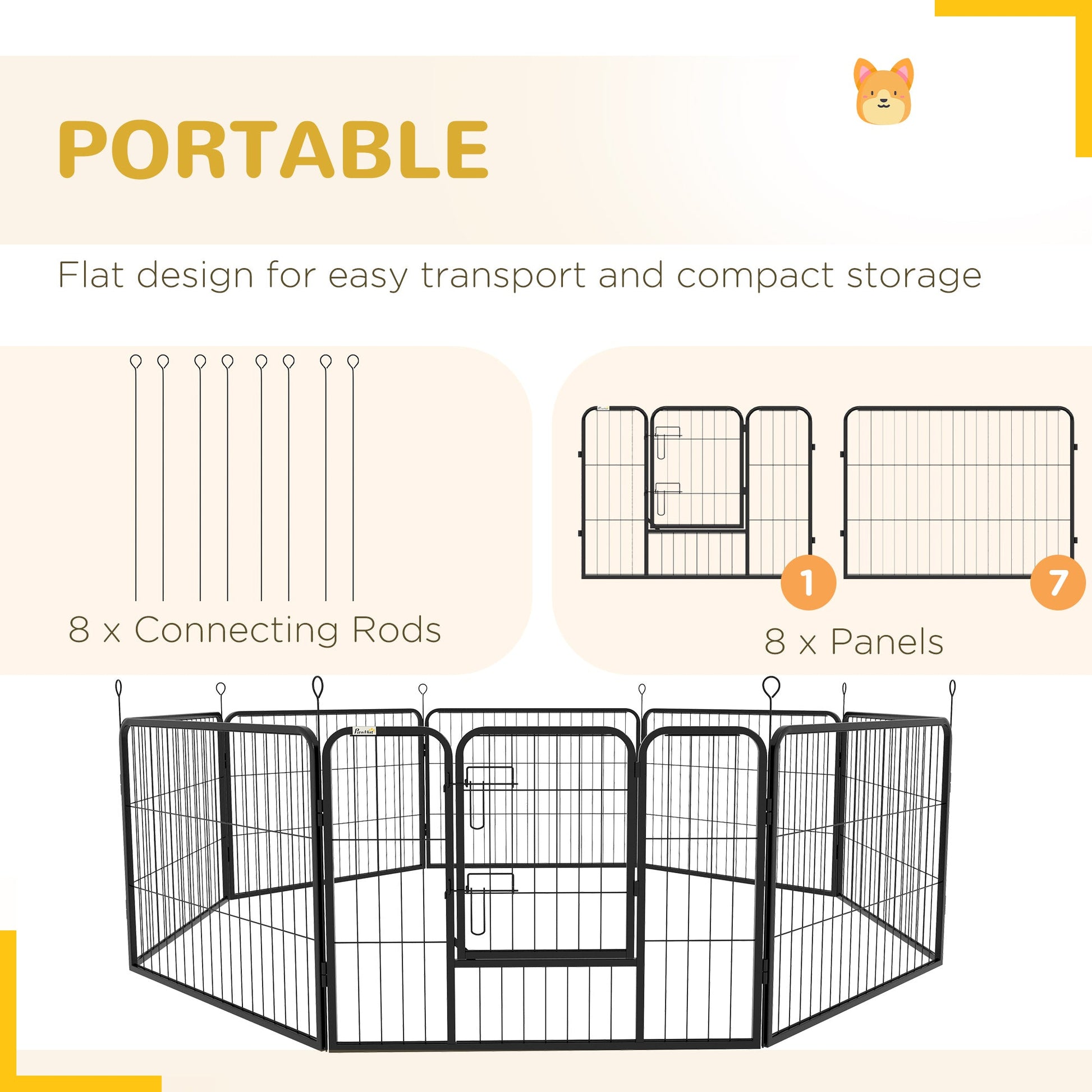 Dog Pen 8 Panels Puppy Pen Heavy Duty Pet Playpen for Indoor Outdoor for Dogs, Rabbits, Ducks 60cm High