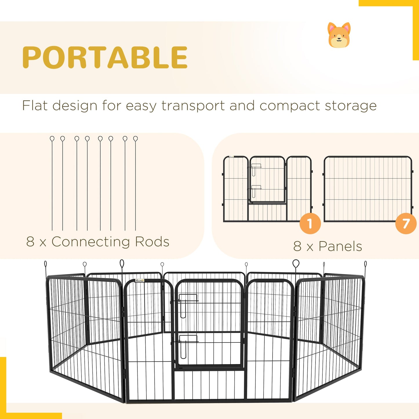 Dog Pen 8 Panels Puppy Pen Heavy Duty Pet Playpen for Indoor Outdoor for Dogs, Rabbits, Ducks 60cm High