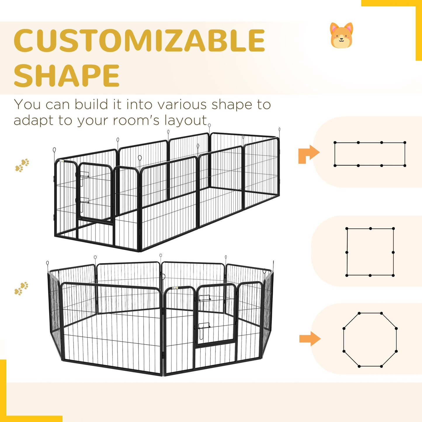 Dog Pen 8 Panels Puppy Pen Heavy Duty Pet Playpen for Indoor Outdoor for Dogs, Rabbits, Ducks 60cm High