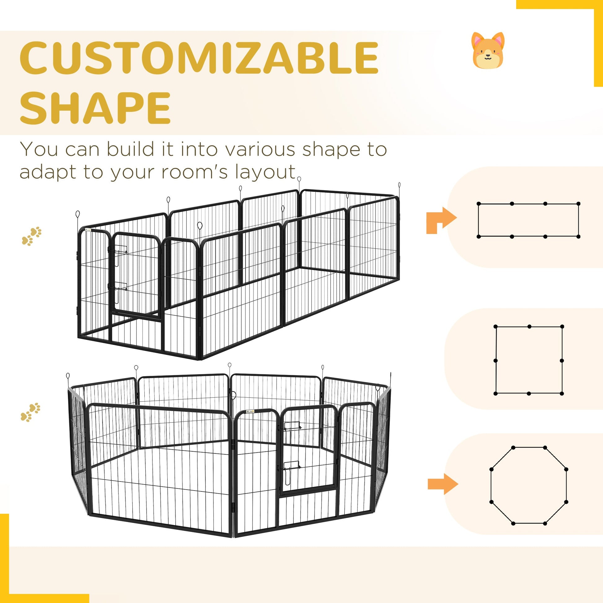 Dog Pen 8 Panels Puppy Pen Heavy Duty Pet Playpen for Indoor Outdoor for Dogs, Rabbits, Ducks 60cm High