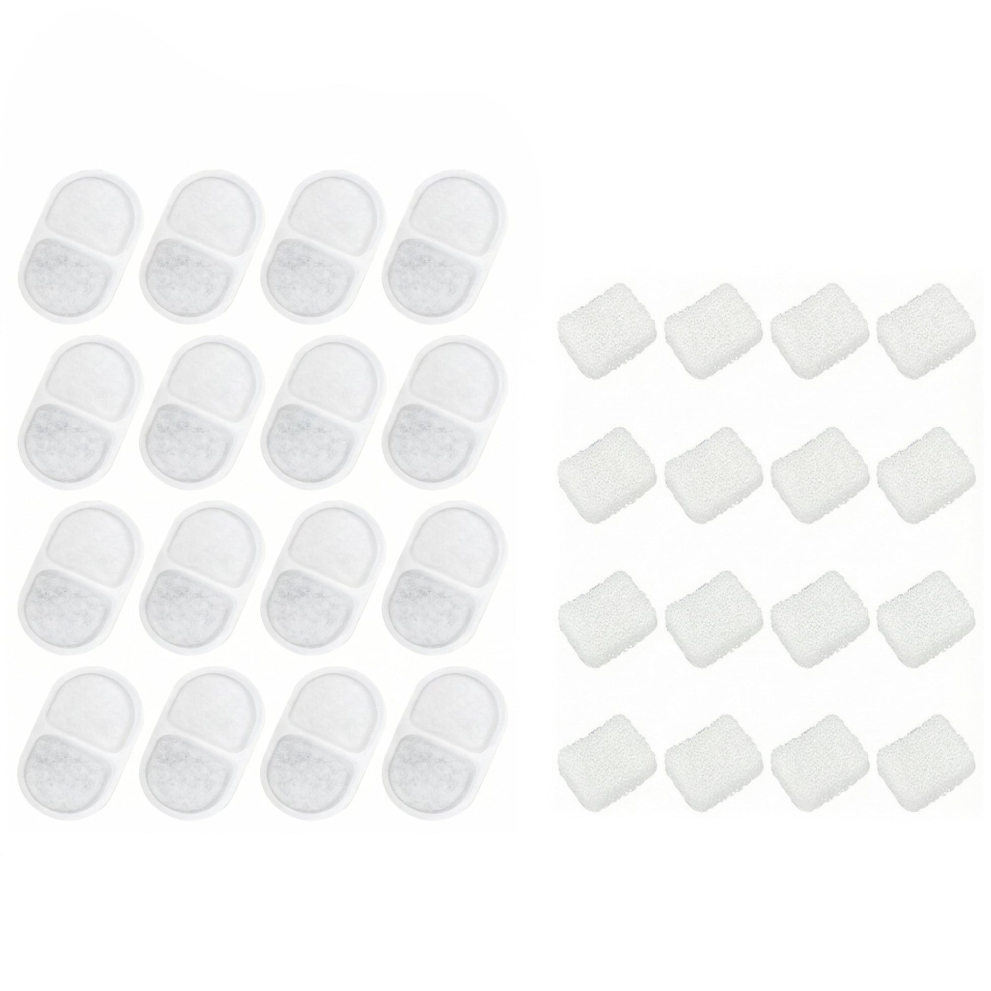 Cat Water Fountain Filters, 16 Pcs Activated Carbon Pet Water Fountain Filters for 3.2L/2.5L Pet Water Dispenser, Triple Filtration and High Efficiency