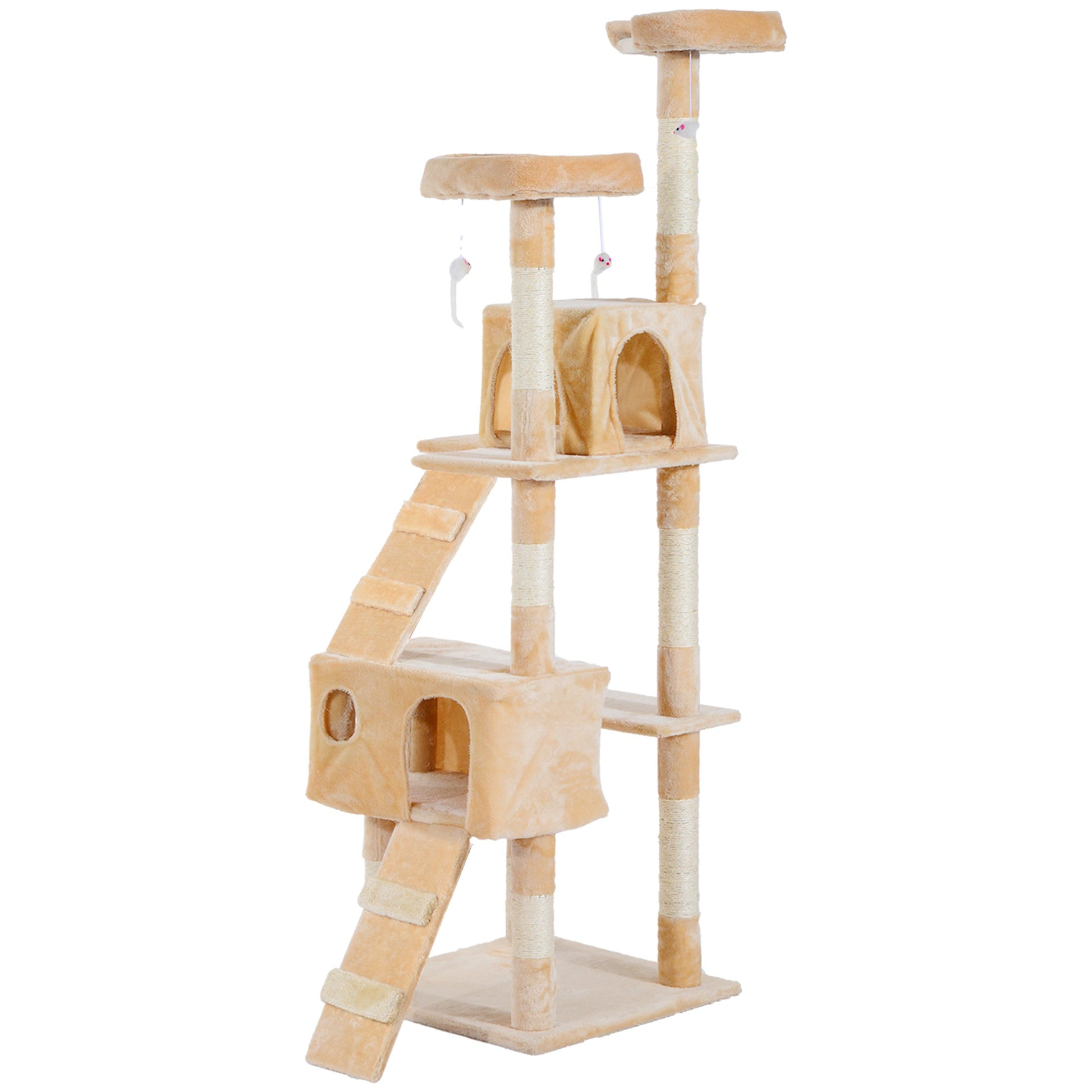Cat Tree for Indoor Cats, 173cm Cat Tower Scratching Post Tall Climbing Tower, Activity Centre House - Cream