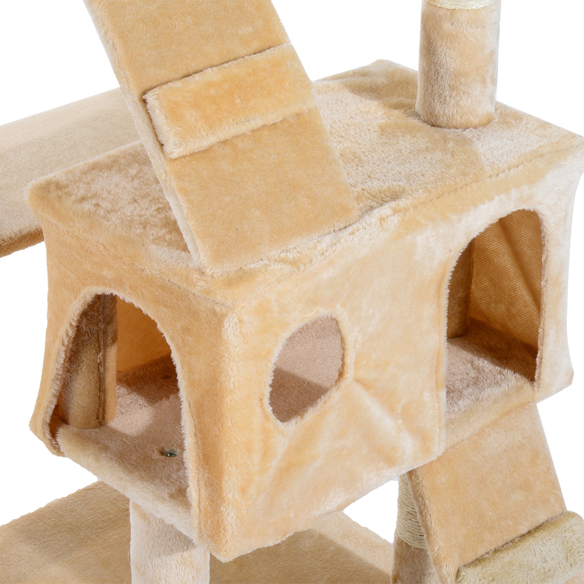 Cat Tree for Indoor Cats, 173cm Cat Tower Scratching Post Tall Climbing Tower, Activity Centre House - Cream
