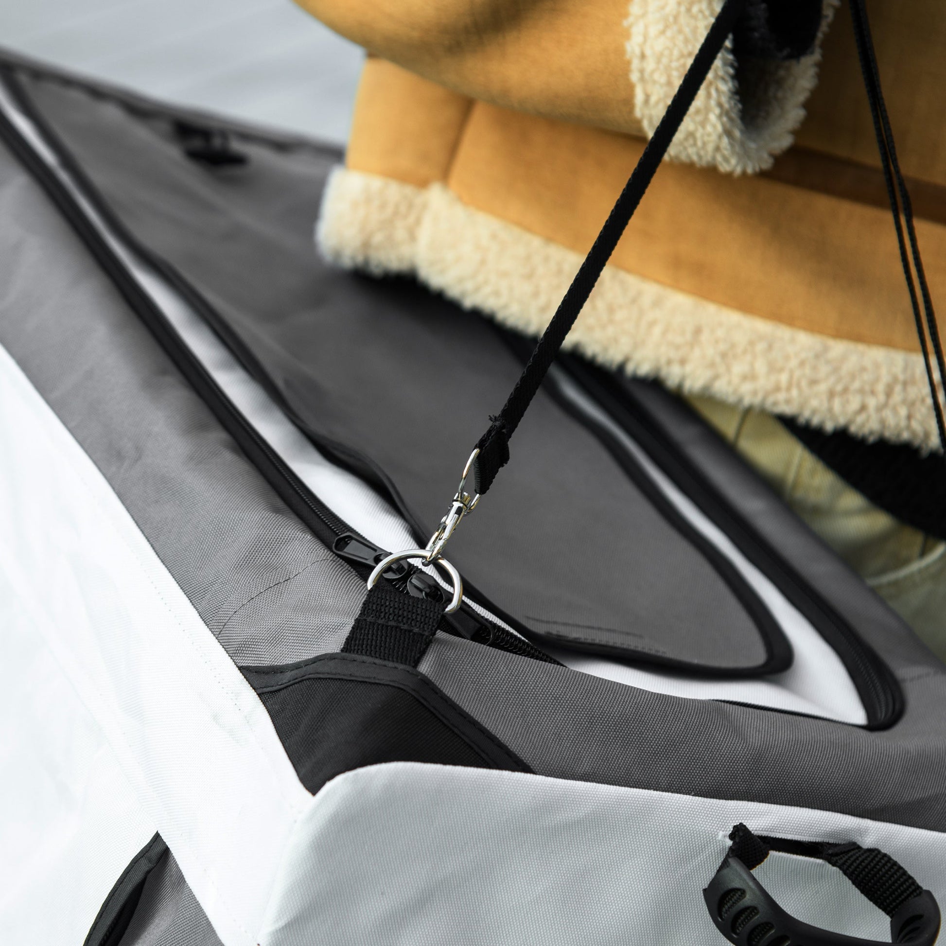 Dog Pram Dog Stroller Pet Pushchair with Detachable Carrier Soft Padding, Safety Leashes, for Mini and Small Dogs - Grey