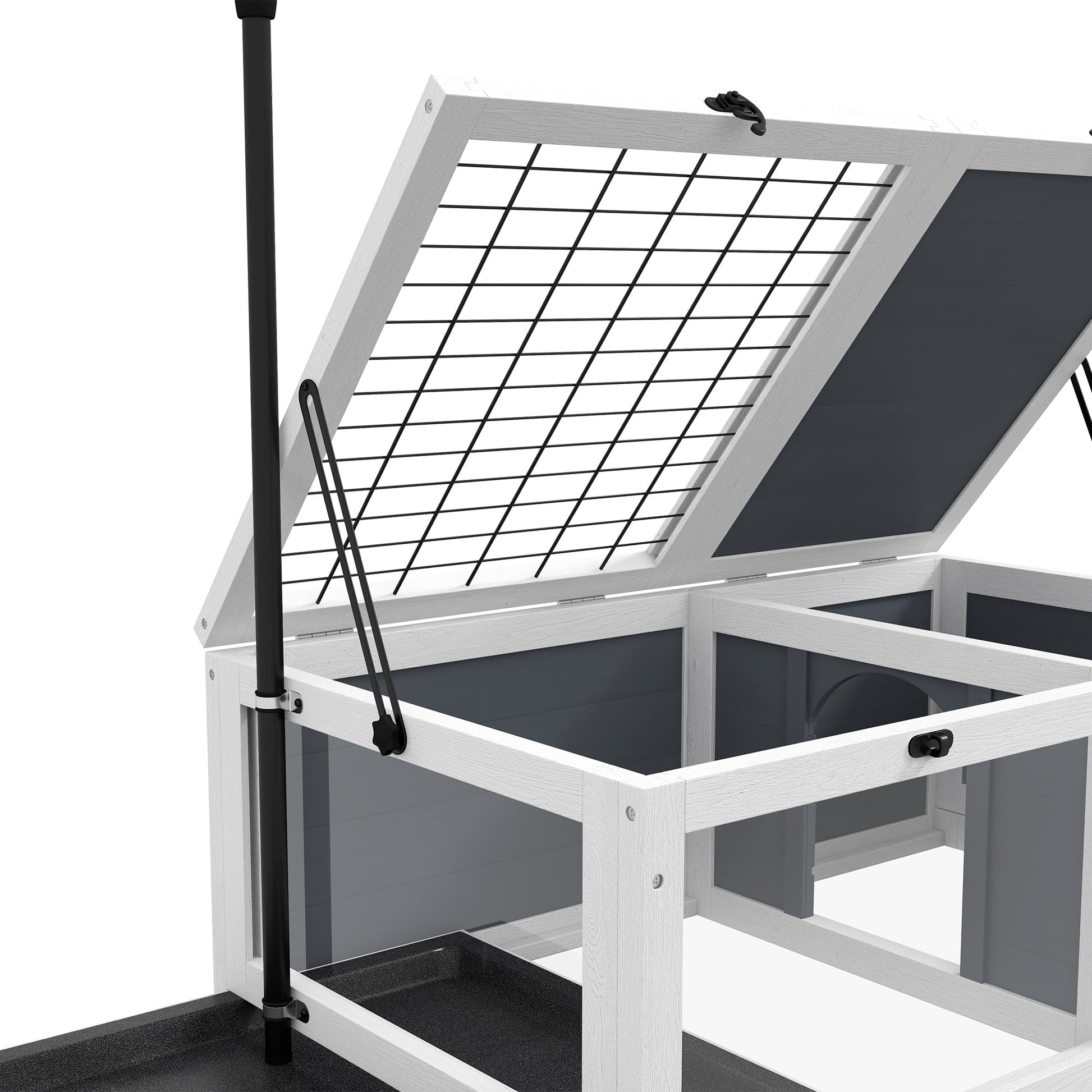 Tortoise House, Wooden Tortoise Table, Tortoise Enclosure with Adjustable Lamp Holder, Openable Lids, Pull-Out Trays - Grey