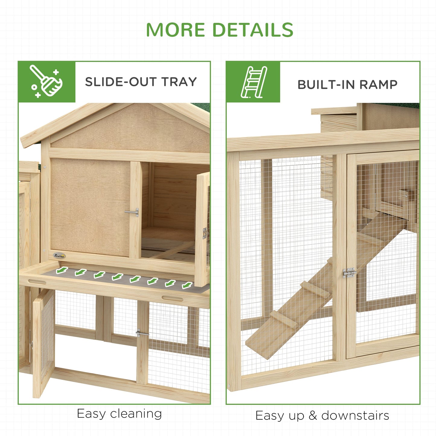 Large Chicken Coop with Run Garden Hen House Poultry Coops Cages with Nesting Box Wooden 204 x 85 x 93cm, Natural Wood Finish