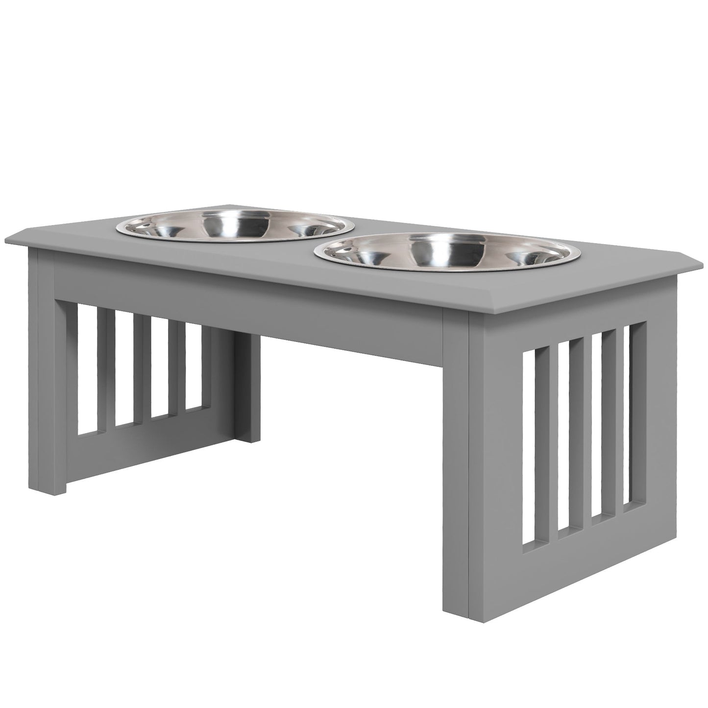 Raised Dog Bowl Feeding Bowls with Stand for Medium Dogs Elevated Pet Bowls Water Food Feeder 58L x 31W x 25H cm - Grey