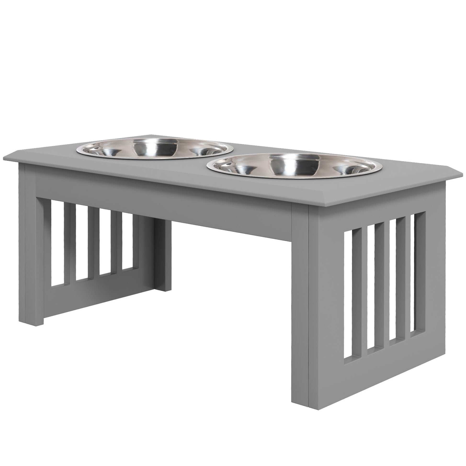 Raised Dog Bowl Feeding Bowls with Stand for Medium Dogs Elevated Pet Bowls Water Food Feeder 58L x 31W x 25H cm - Grey