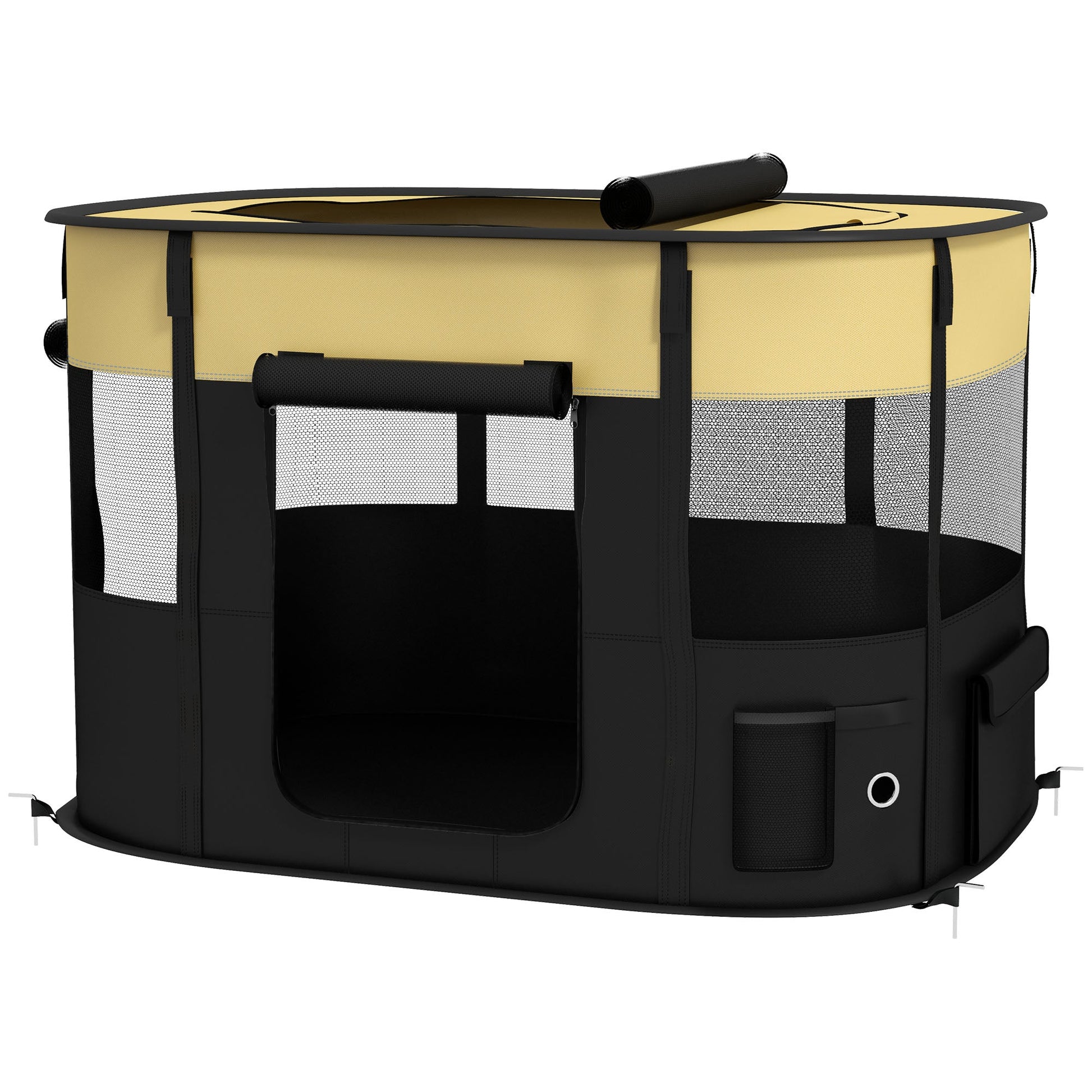 Dog Pen, Pet Playpen, Portable Foldable Dog Cat Playpen Soft Pet Cage with Storage Bag for Puppies, Rabbits, Kittens, Guinea Pigs, 94 x 74 x 60cm - Yellow