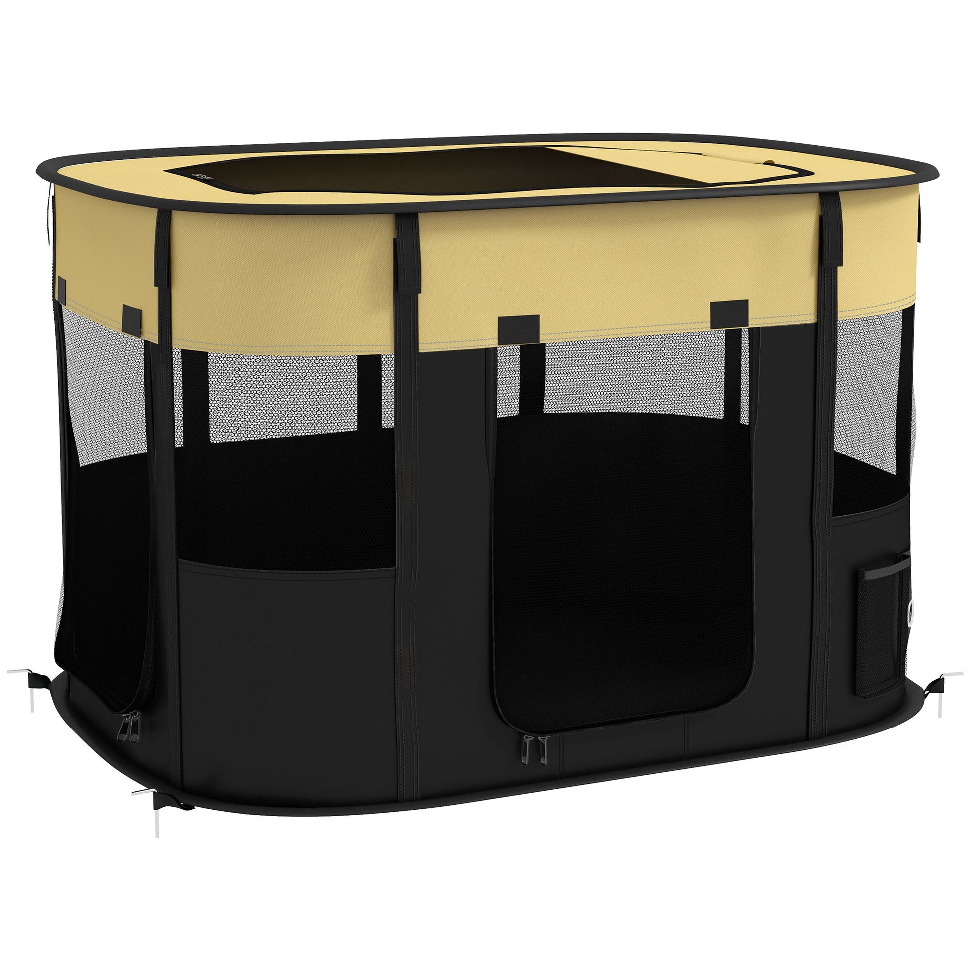 Dog Pen, Pet Playpen, Portable Foldable Dog Cat Playpen Soft Pet Cage with Storage Bag for Puppies, Rabbits, Kittens, Guinea Pigs, 94 x 74 x 60cm - Yellow