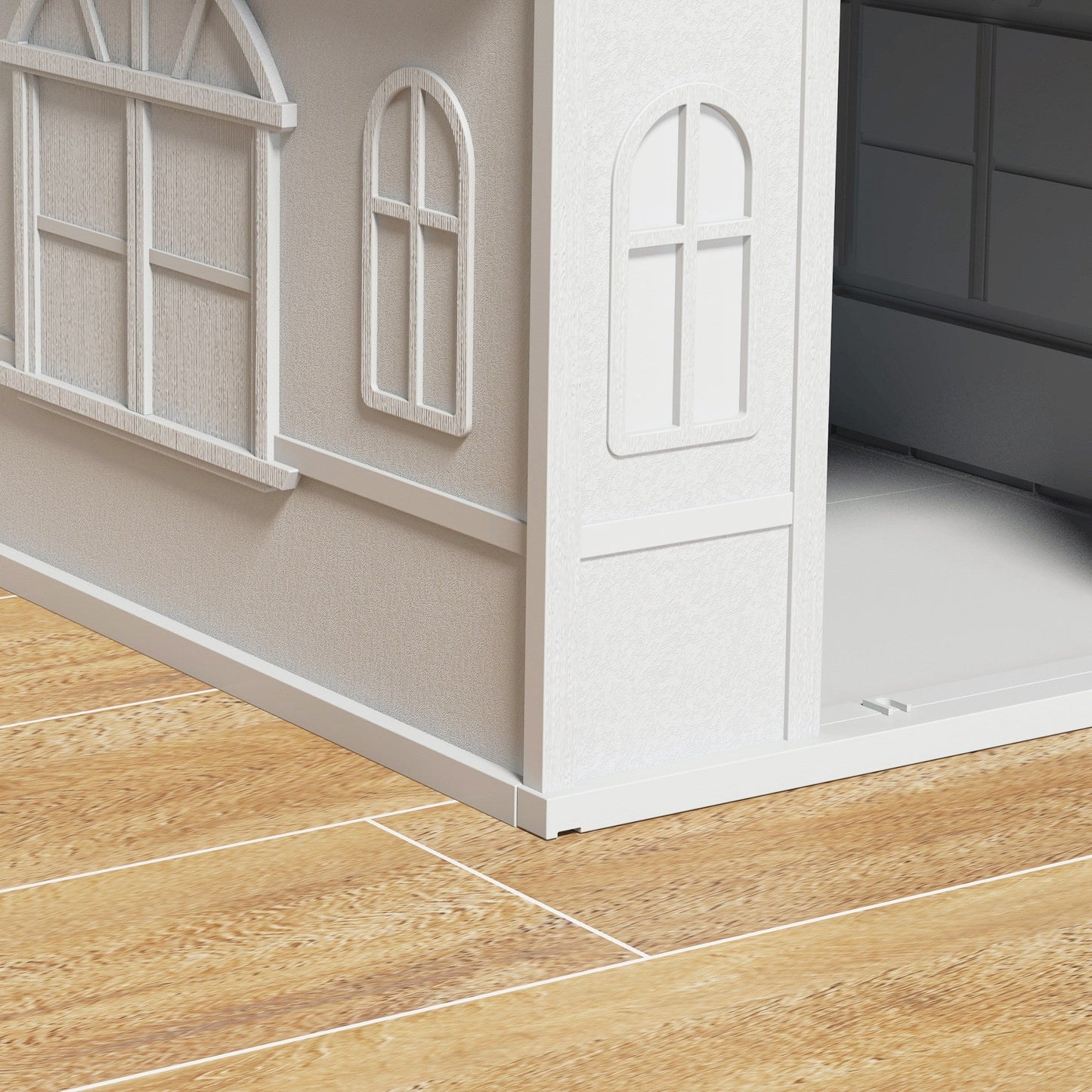 Plastic Dog House Outdoor Indoor, Weather-Resistant Dog Kennel, with Large Opening, for Medium Dogs, 65 x 75.7 x 63cm - Grey