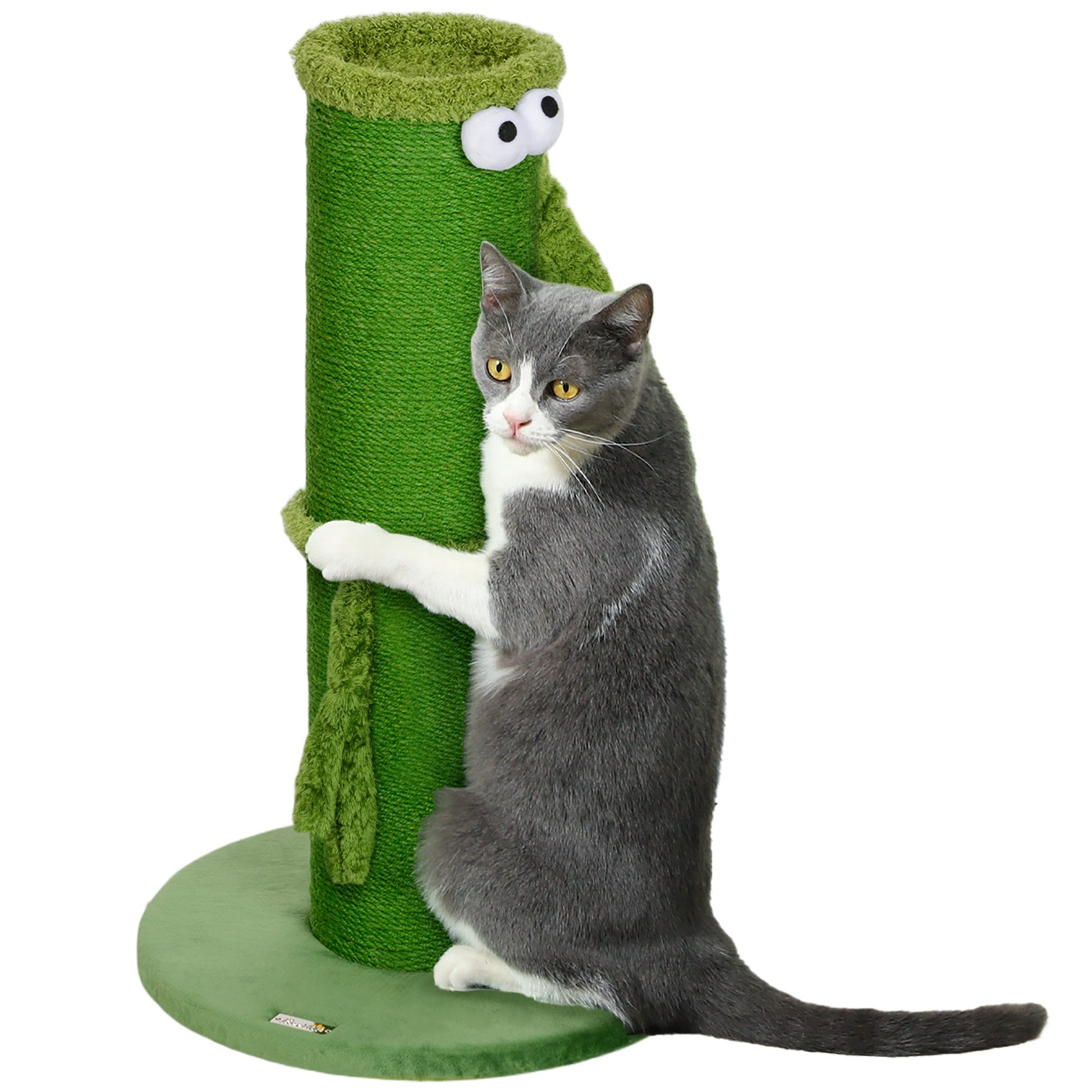 Cat Scratching Post for Indoor Cats, 63cm Tall Cat Scratcher Post with Sisal Rope Cover, Large Base, Green