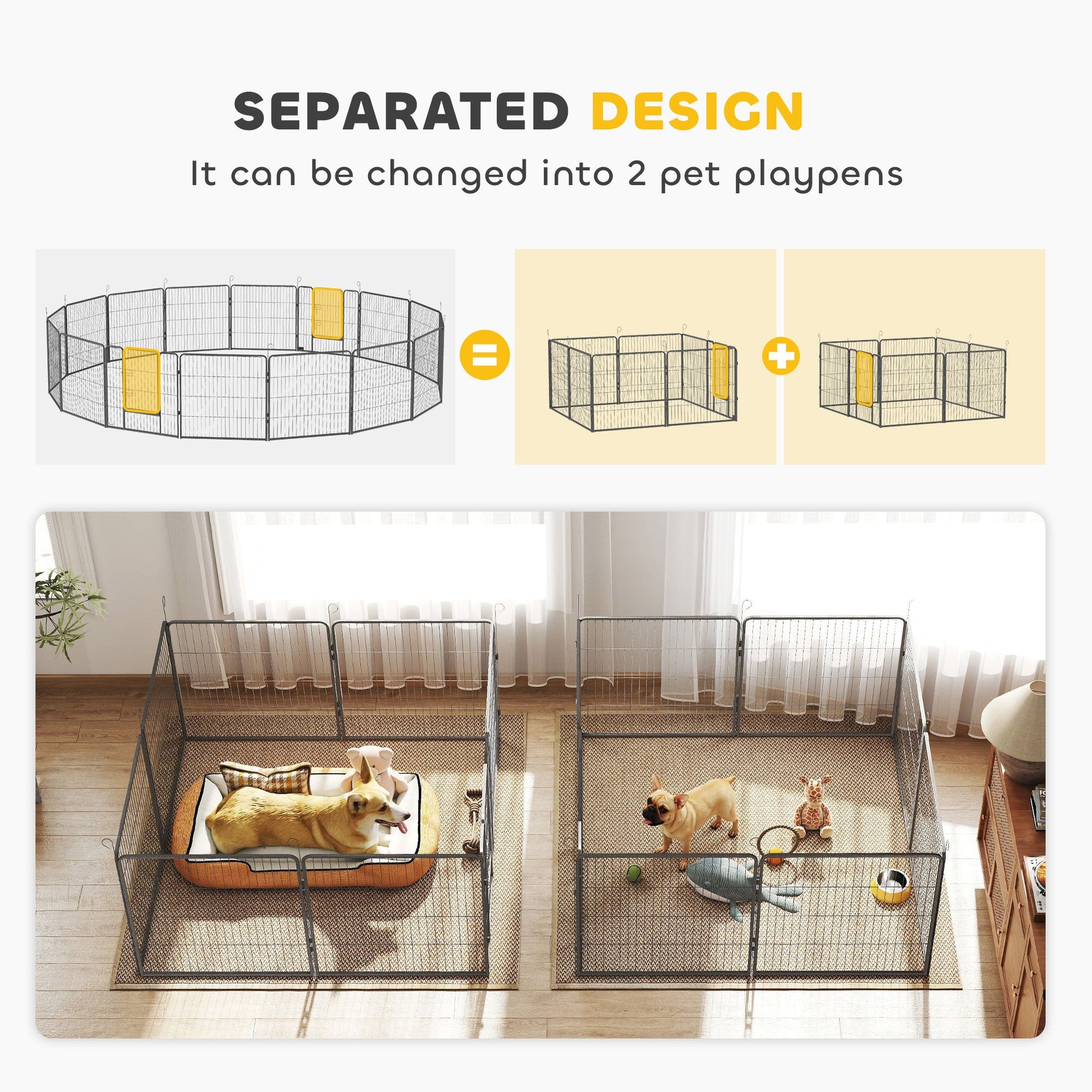 Dog Pen 16 Panels Puppy Pen Heavy Duty Pet Playpen for Indoor Outdoor for Dogs, Rabbits, Ducks 80cm High