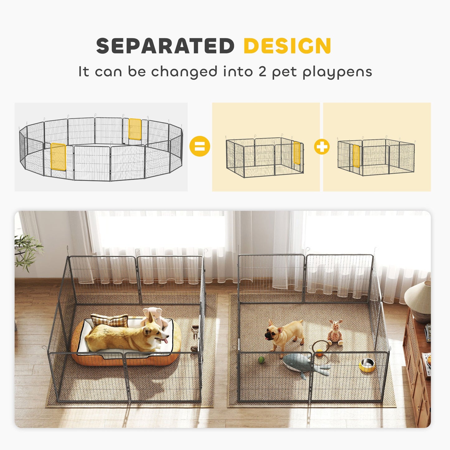 Dog Pen 16 Panels Puppy Pen Heavy Duty Pet Playpen for Indoor Outdoor for Dogs, Rabbits, Ducks 80cm High