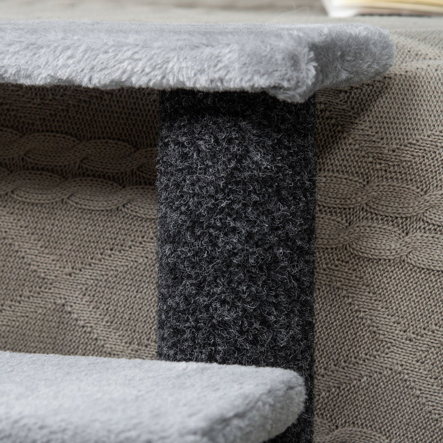 Pet Stairs, Cat Tree Climb Ladder with 4-step Stair, Scratching Posts, Platforms, Toy Ball, for Indoor Cats, Grey
