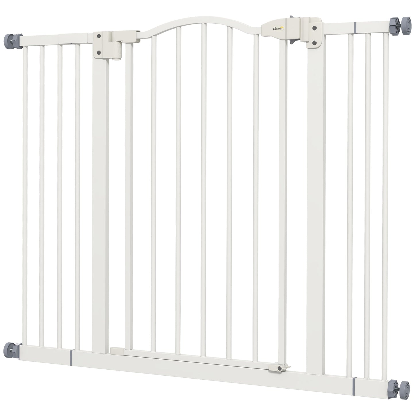 Pressure Fit Dog Stair Gate No Drilling Safety Gate Auto Close for Doorways, Hallways, 74-100cm Adjustable, 78cm Tall, White