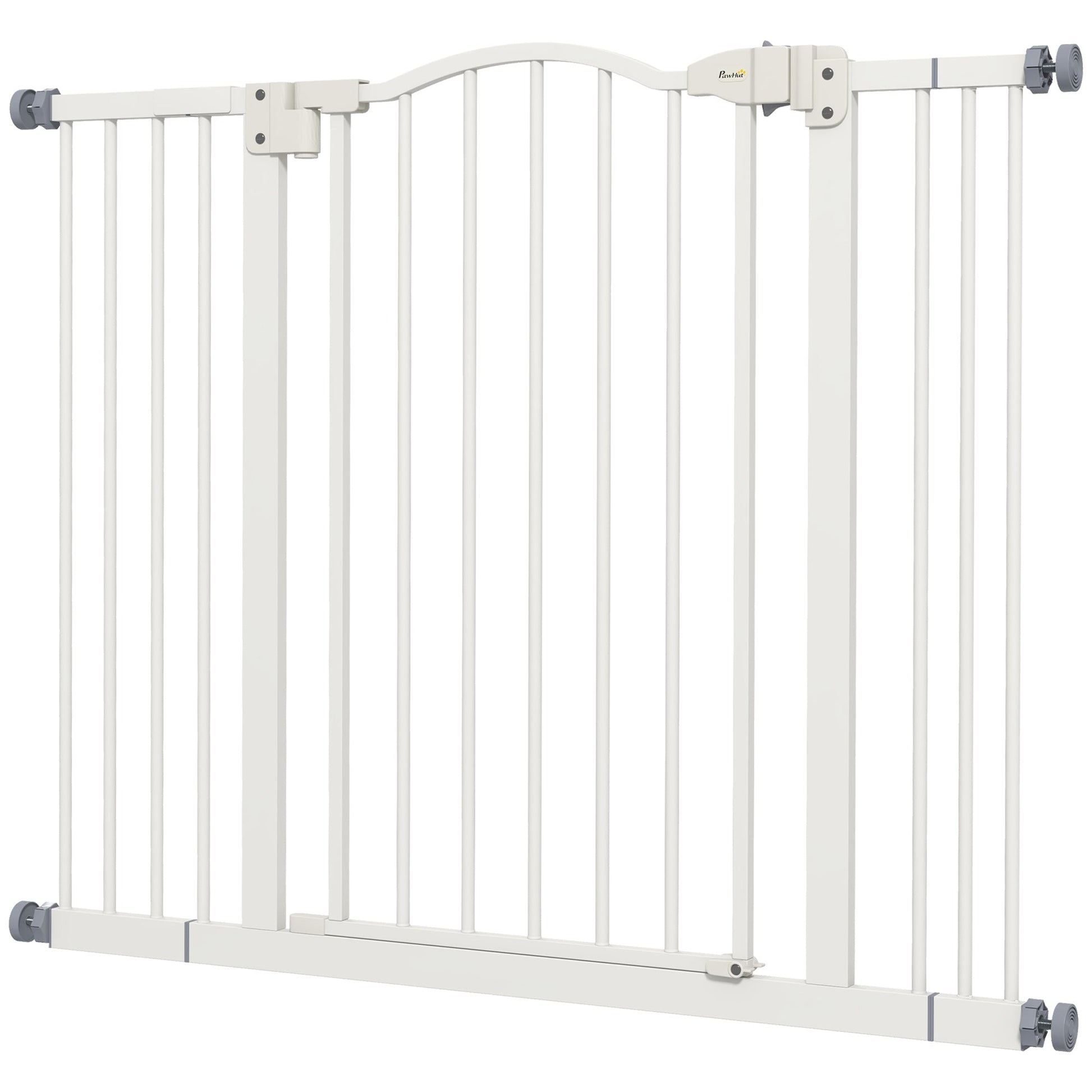 Pressure Fit Dog Stair Gate No Drilling Safety Gate Auto Close for Doorways, Hallways, 74-100cm Adjustable, 78cm Tall, White