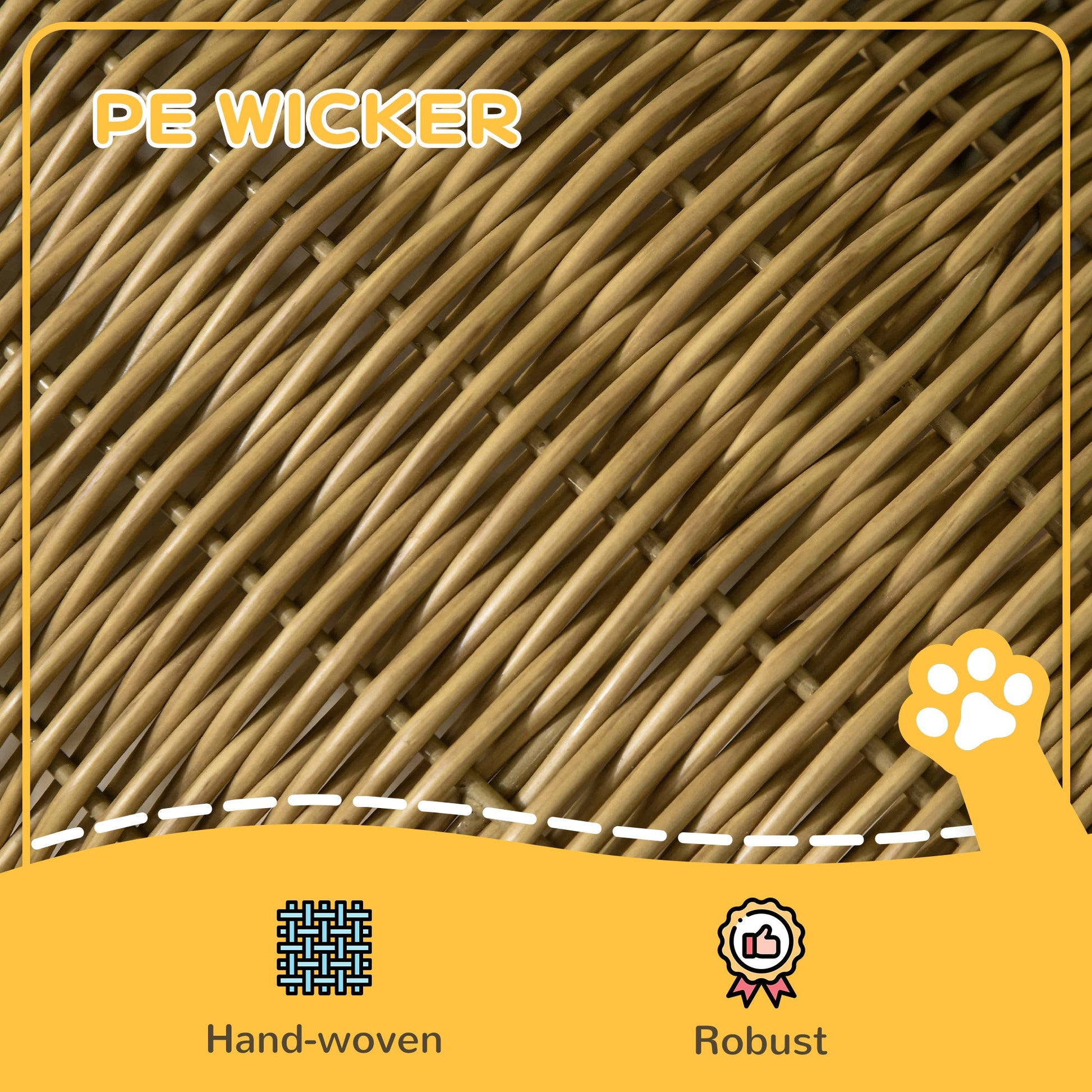 Wicker Cat House, Elevated Design Rattan Cat Bed Basket with Washable Soft Cushion, Door Hole, for Indoor Cats Kittens, Light Brown