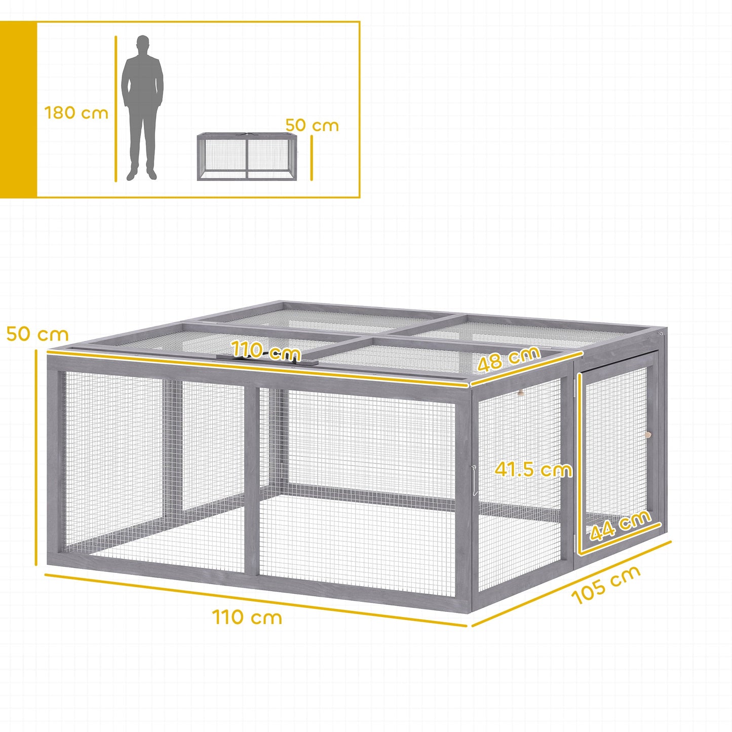 Rabbit Hutch Outdoor, Foldable Guinea Pig House, Portable Rabbit Run, Chicken Cage, Duck Coop with Openable Top, for 3 Bunnies, Ducks, Chickens, 110 x 105 x 50 cm