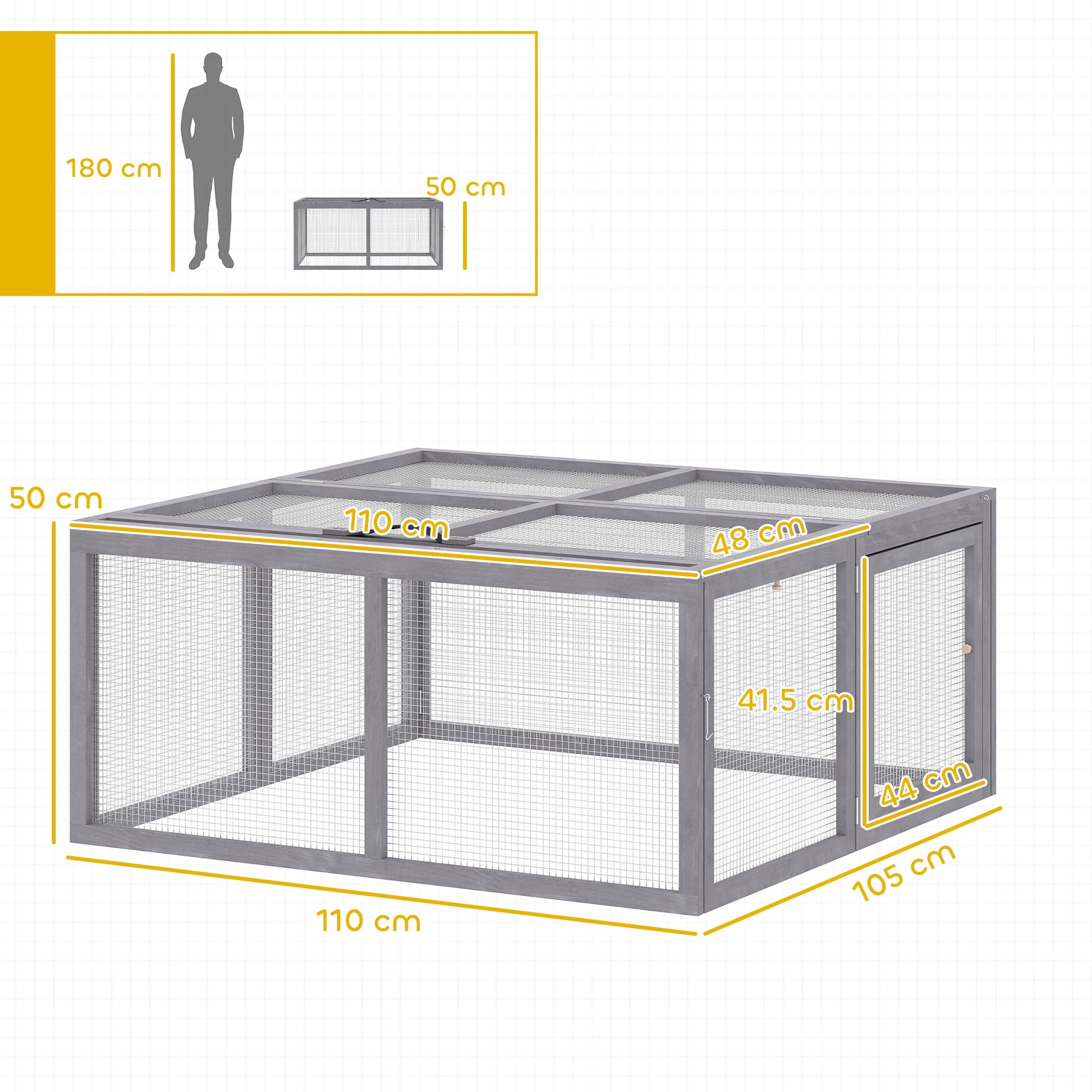 Rabbit Hutch Outdoor, Foldable Guinea Pig House, Portable Rabbit Run, Chicken Cage, Duck Coop with Openable Top, for 3 Bunnies, Ducks, Chickens, 110 x 105 x 50 cm