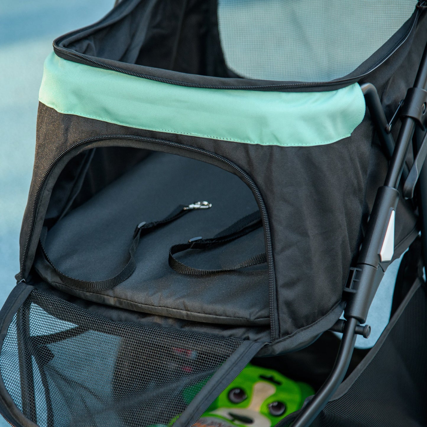 Dog Pram with Rain Cover Pet Stroller, Foldable Dog Pushchair for Small and Miniature Dogs, Cats - Green
