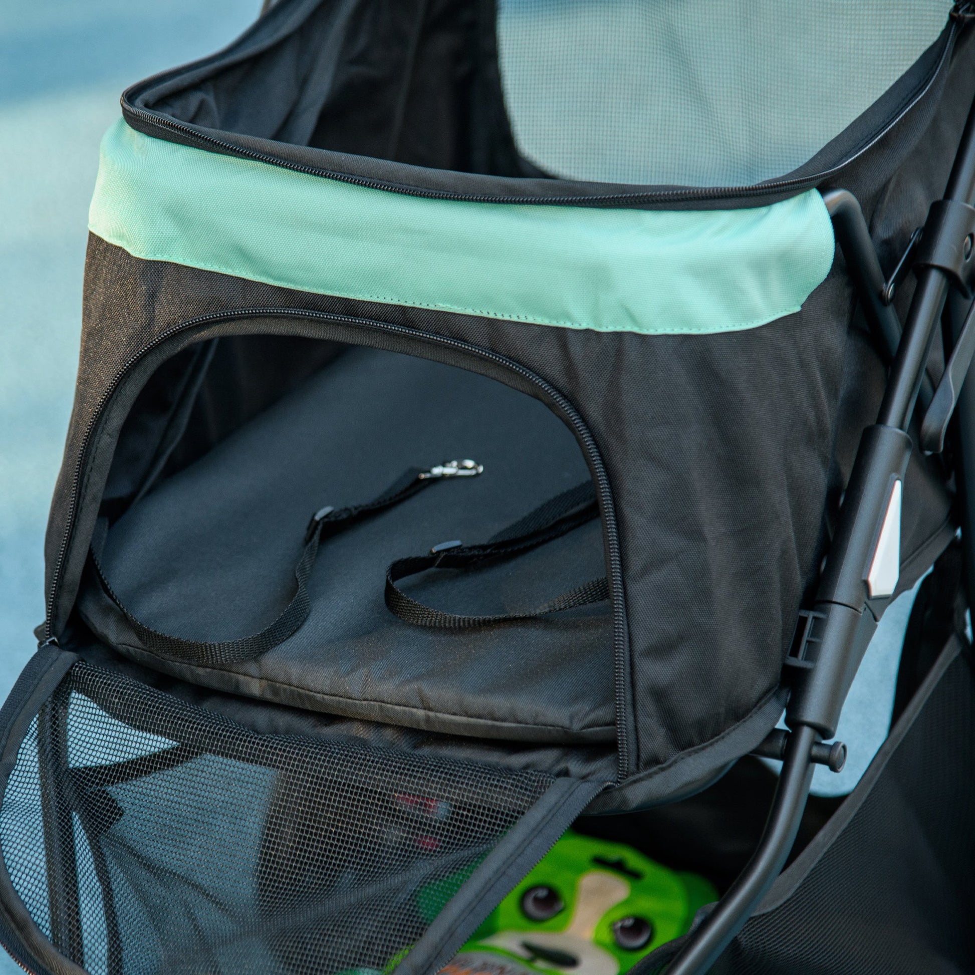 Dog Pram with Rain Cover Pet Stroller, Foldable Dog Pushchair for Small and Miniature Dogs, Cats - Green