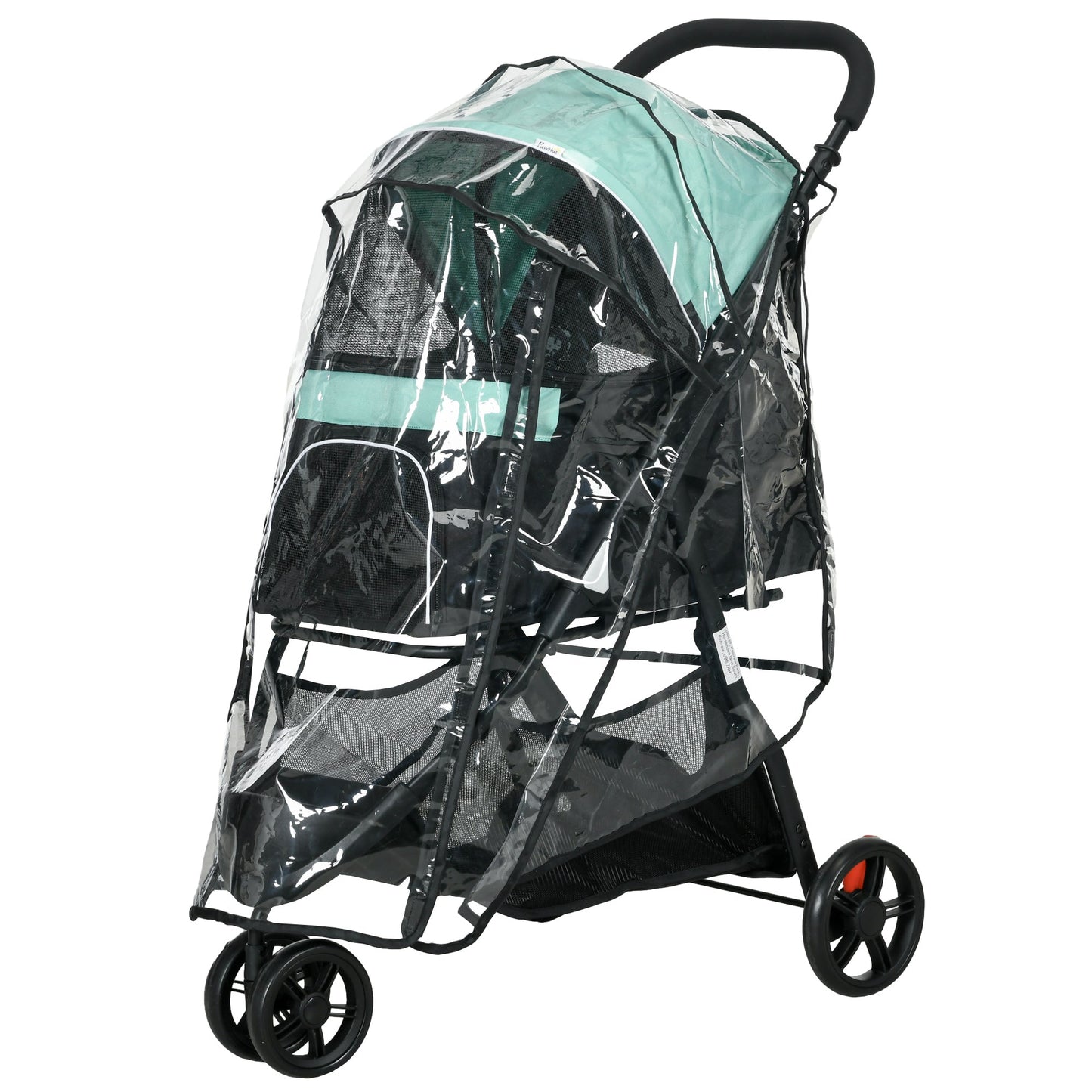Dog Pram with Rain Cover Pet Stroller, Foldable Dog Pushchair for Small and Miniature Dogs, Cats - Green