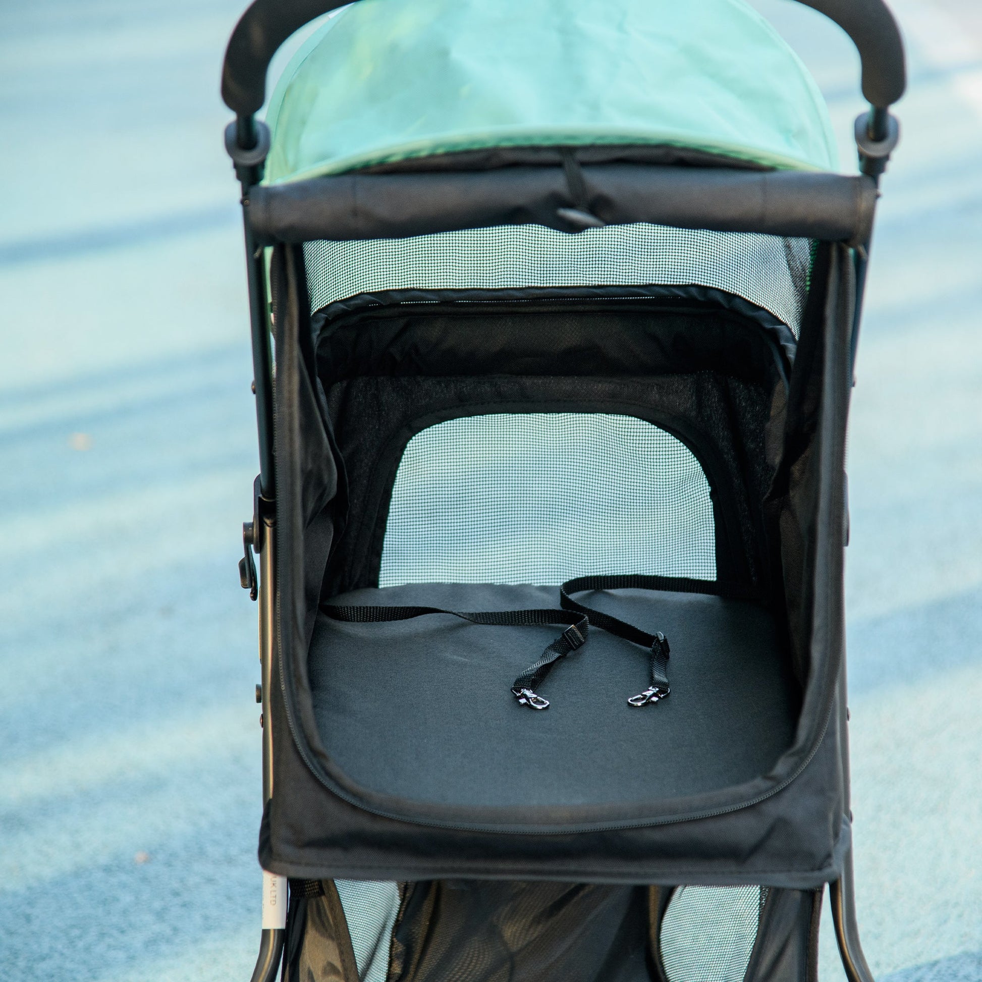 Dog Pram with Rain Cover Pet Stroller, Foldable Dog Pushchair for Small and Miniature Dogs, Cats - Green
