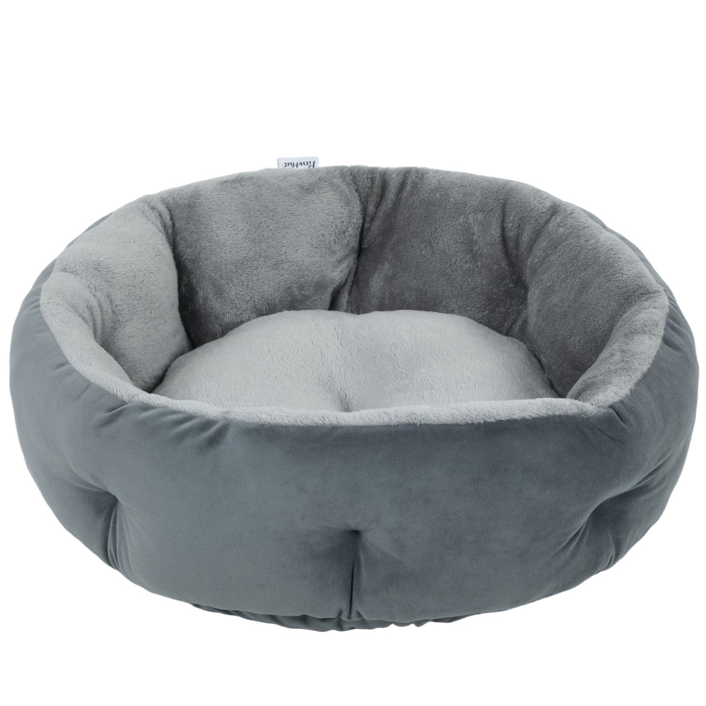 Cat Bed, Reversible Dog Pet Bed for Indoor Cats and Small Dogs, Round Bed with Supportive Bolster, Dark Grey