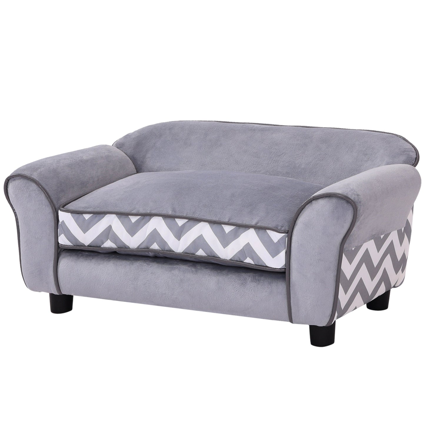 Dog Sofa Bed for XS-Sized Dogs, Cat Sofa with Soft Cushion, Pet Chair Lounge with Washable Cover, Removable Legs, Wooden Frame - Grey