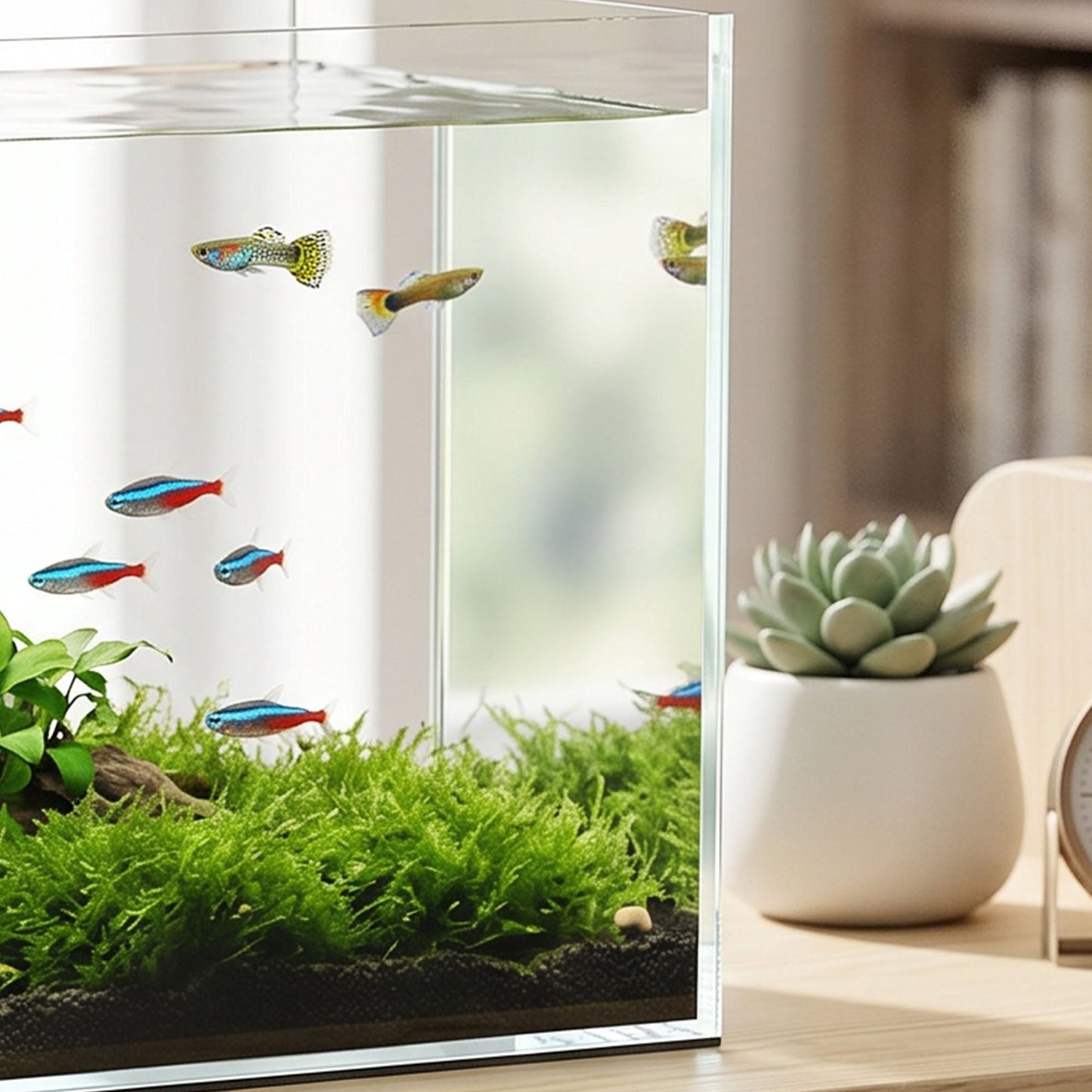 51L Fish Tank, Glass Aquarium, Small Fish Tank with Protective Base Mat, for Shrimps, Turtles, Transparent, 60 x 30 x 30 cm