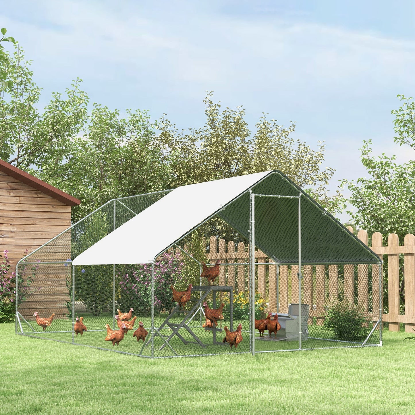 Chicken Activity Play Set with Swing, Chicken Coop Toy with Ladder, Platform for 2 Chickens, Hens, Grey