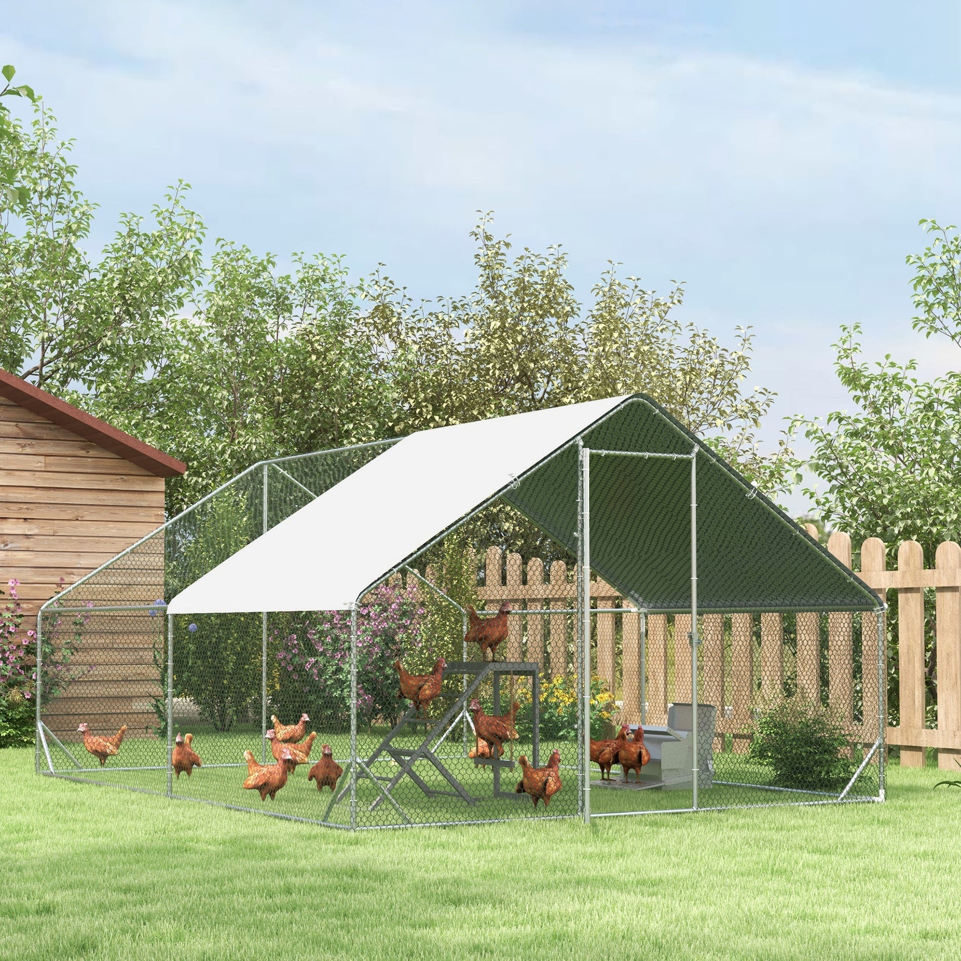 Chicken Activity Play Set with Swing, Chicken Coop Toy with Ladder, Platform for 2 Chickens, Hens, Grey