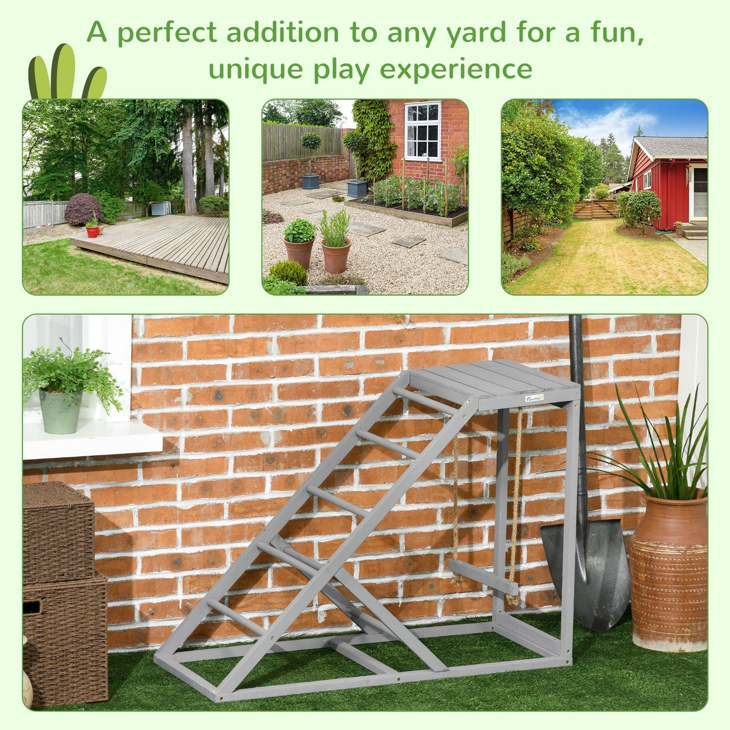 Chicken Activity Play Set with Swing, Chicken Coop Toy with Ladder, Platform for 2 Chickens, Hens, Grey