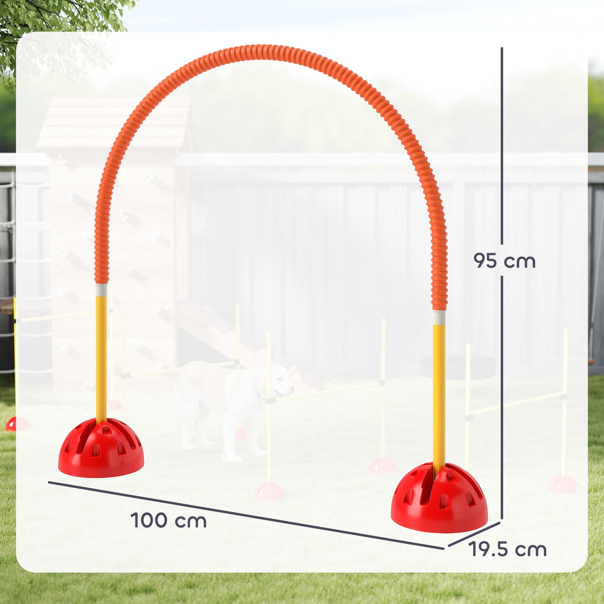 4 Piece Dog Agility Training Equipment with 4 Adjustable Width Doors, Carry Bag, Easy to Assemble, Dog Obstacle Course for Garden, Orange