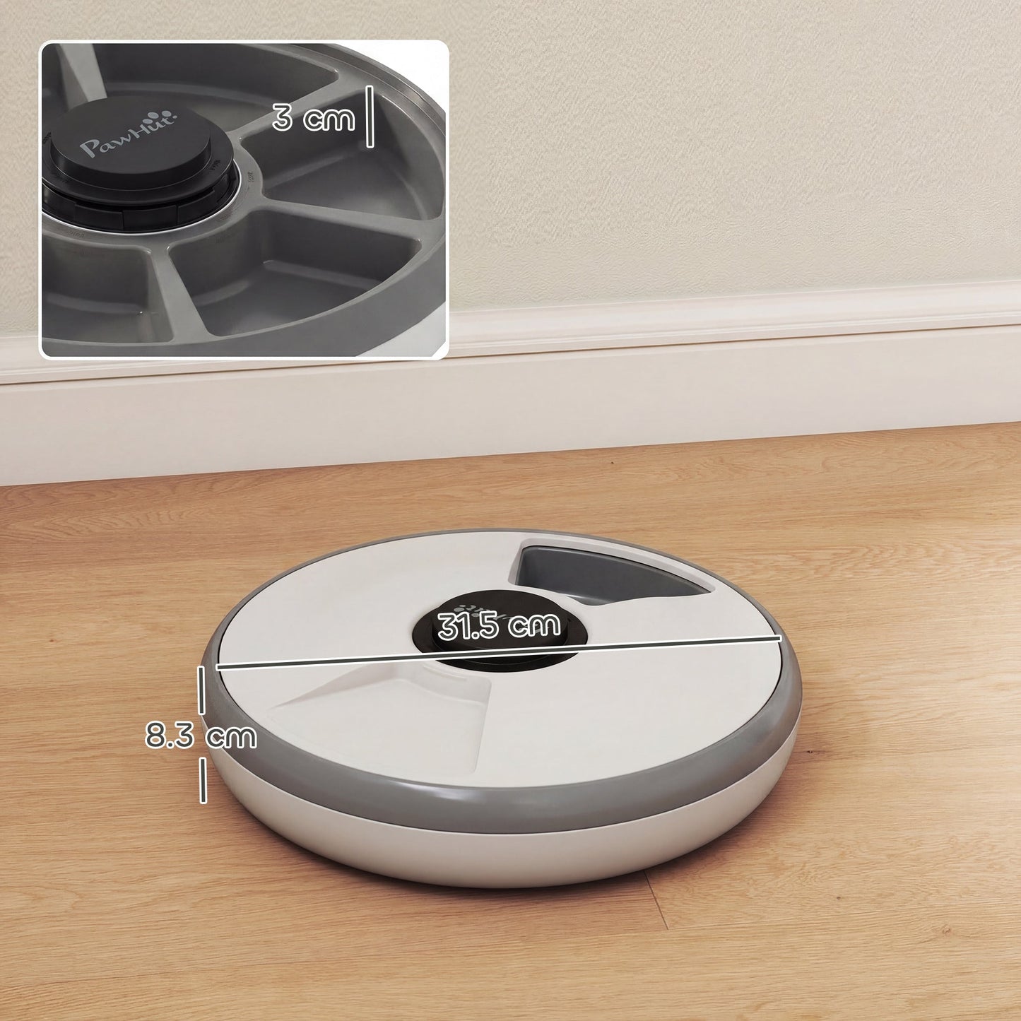 6 Meal Automatic Cat Feeder Cordless, Dry & Wet Food Cat Food Dispenser with 1 Ice Pack, Battery Powered, Programmable Timer, for Kitty Small Dogs, Easy to Clean