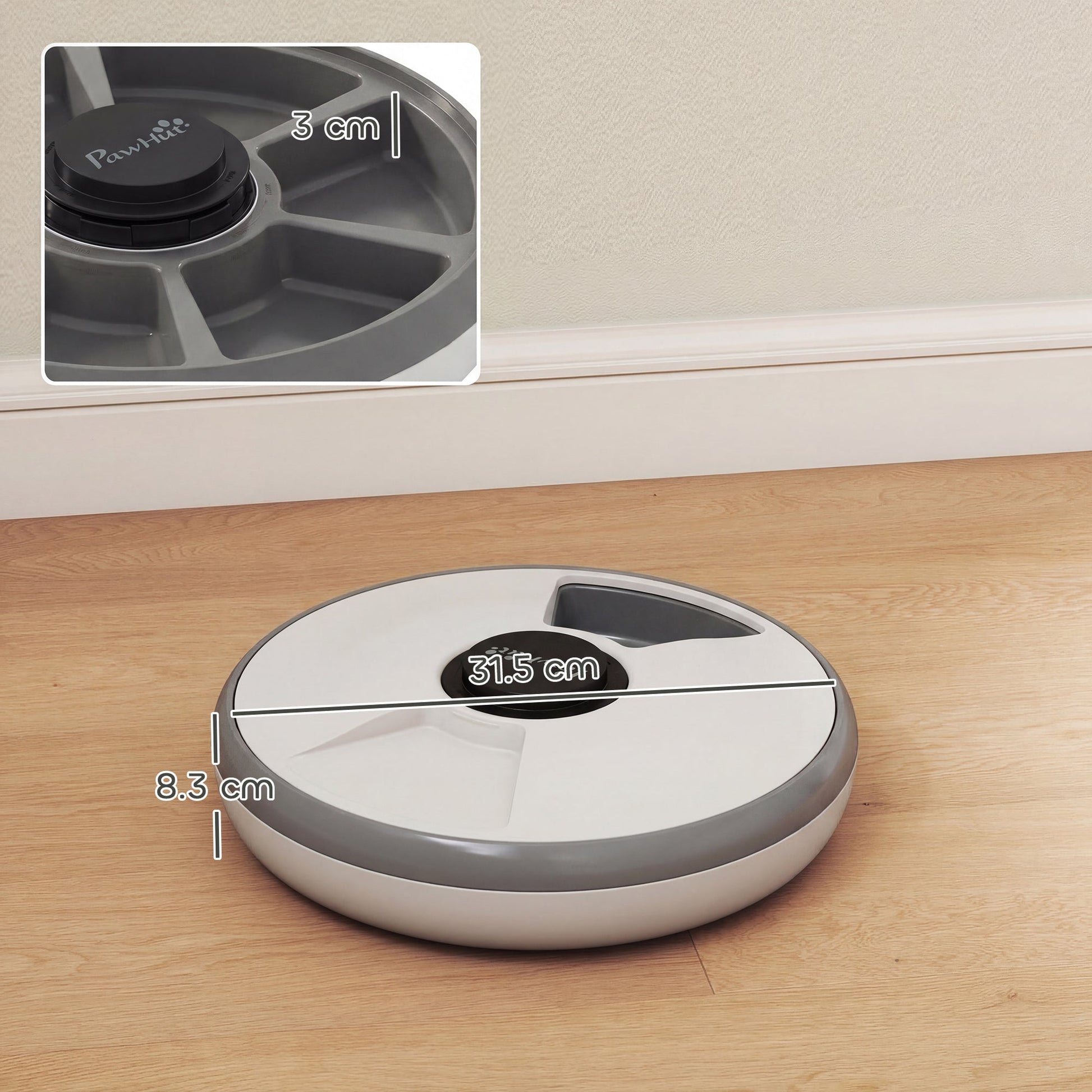 6 Meal Automatic Cat Feeder Cordless, Dry & Wet Food Cat Food Dispenser with 1 Ice Pack, Battery Powered, Programmable Timer, for Kitty Small Dogs, Easy to Clean