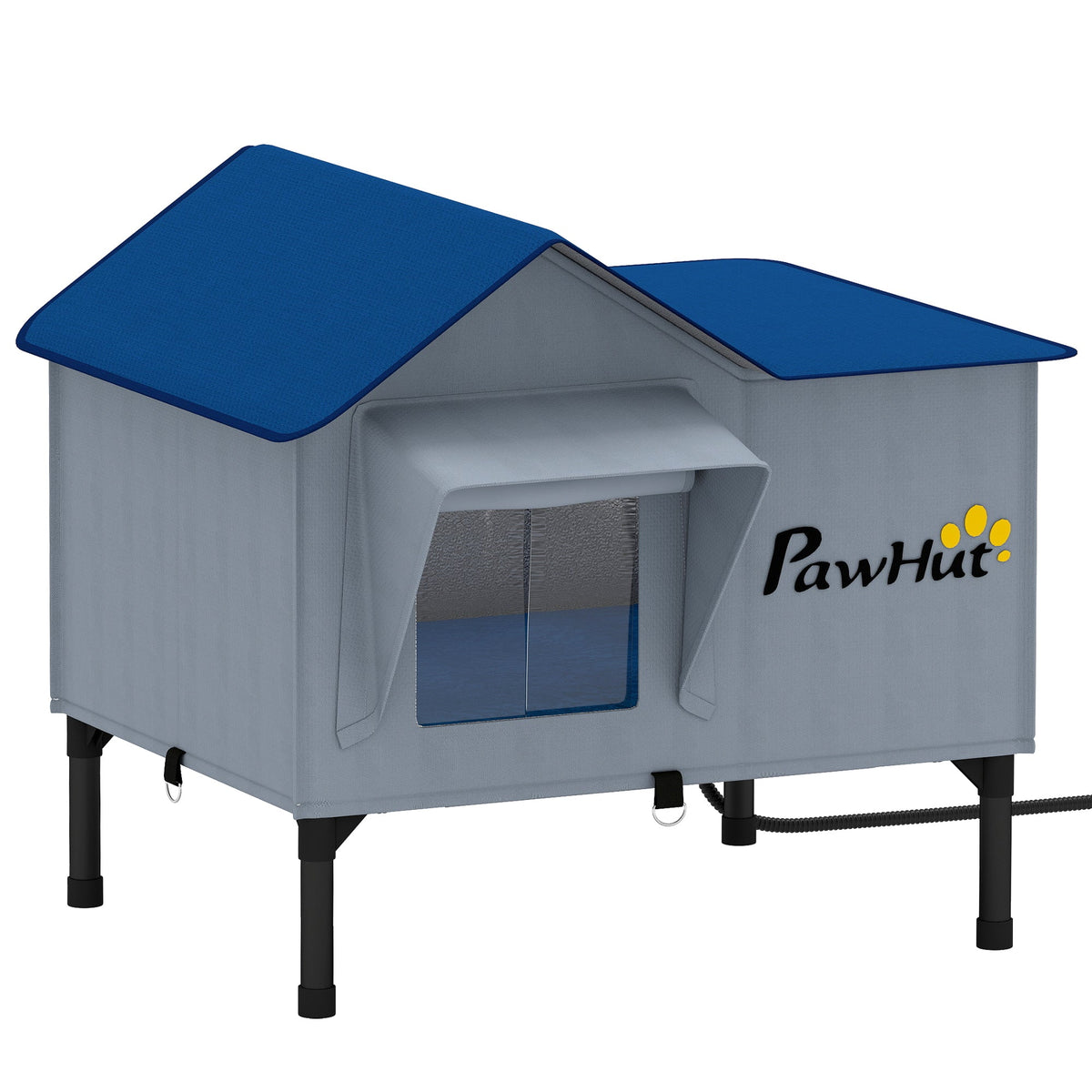Heated Cat House Weatherproof with Heated Pad for Feral & Stray Cats, Outdoor Cat Shelter with Escape Door, 5 cm Elevated Base, Rainproof Roof