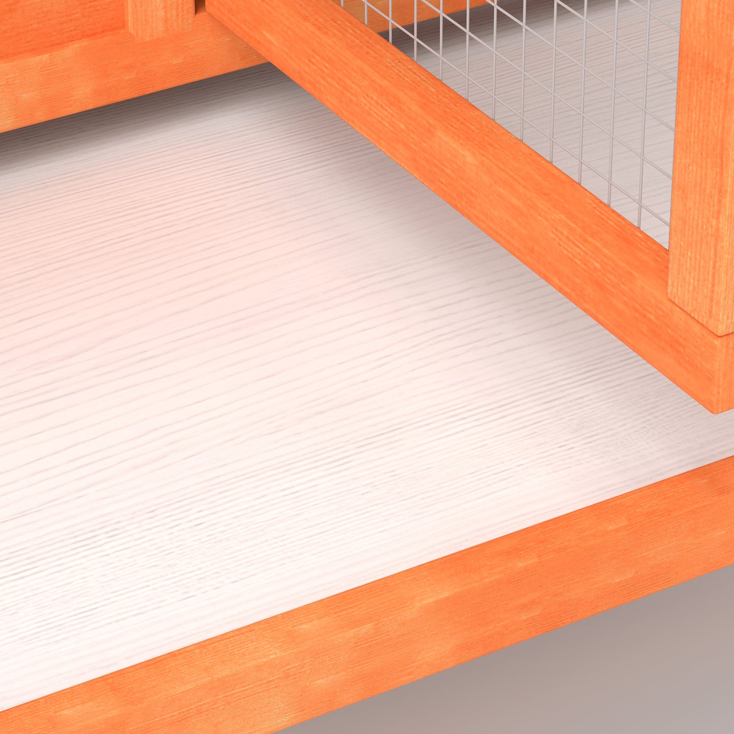 Rabbit Hutch Run, Guinea Pig Hutch Wooden Bunny House with Tray, Ramps, Asphalt Roof, for Garden, Yard, 309 x 70 x 87cm, Orange