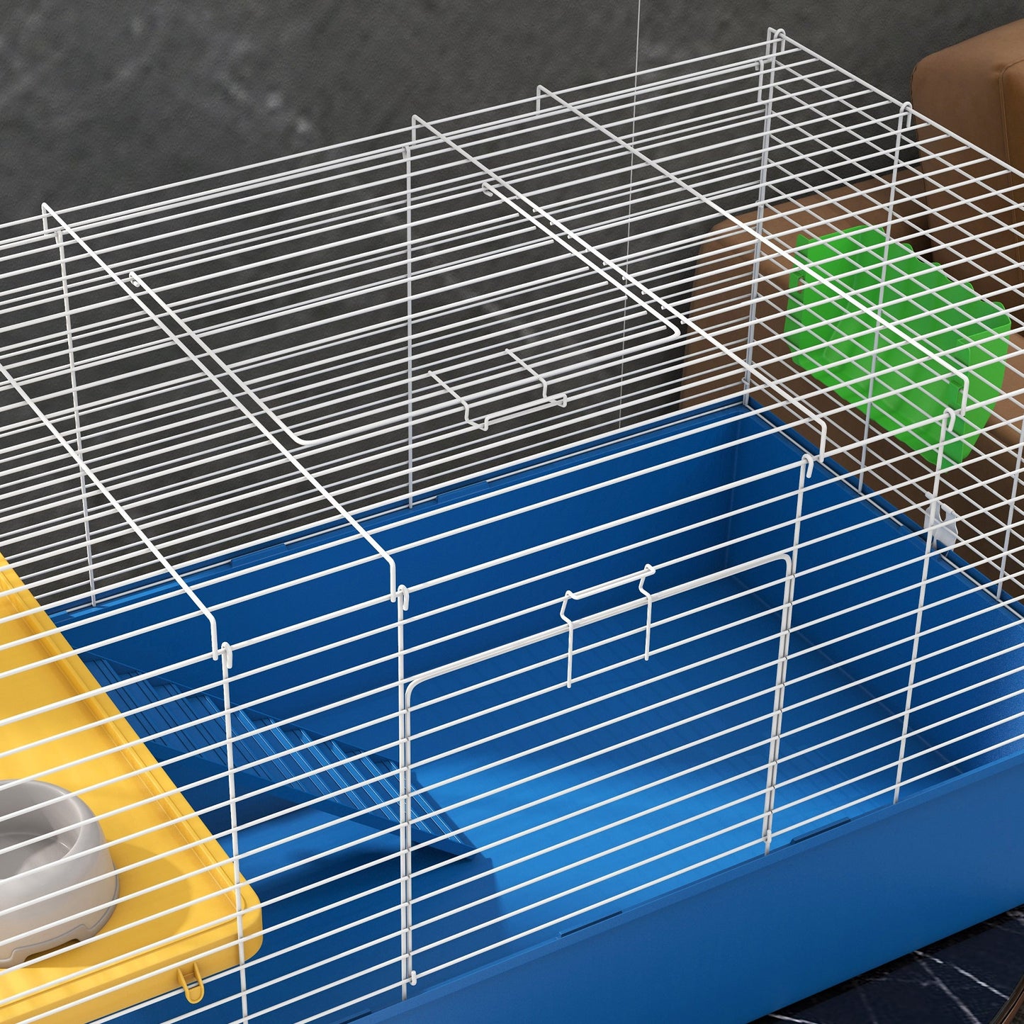 Guinea Pig Cage Chinchillas Rabbit Small Animal Cage with Ramp, Dish, Water Bottle, 99 x 52 x 53cm, Blue