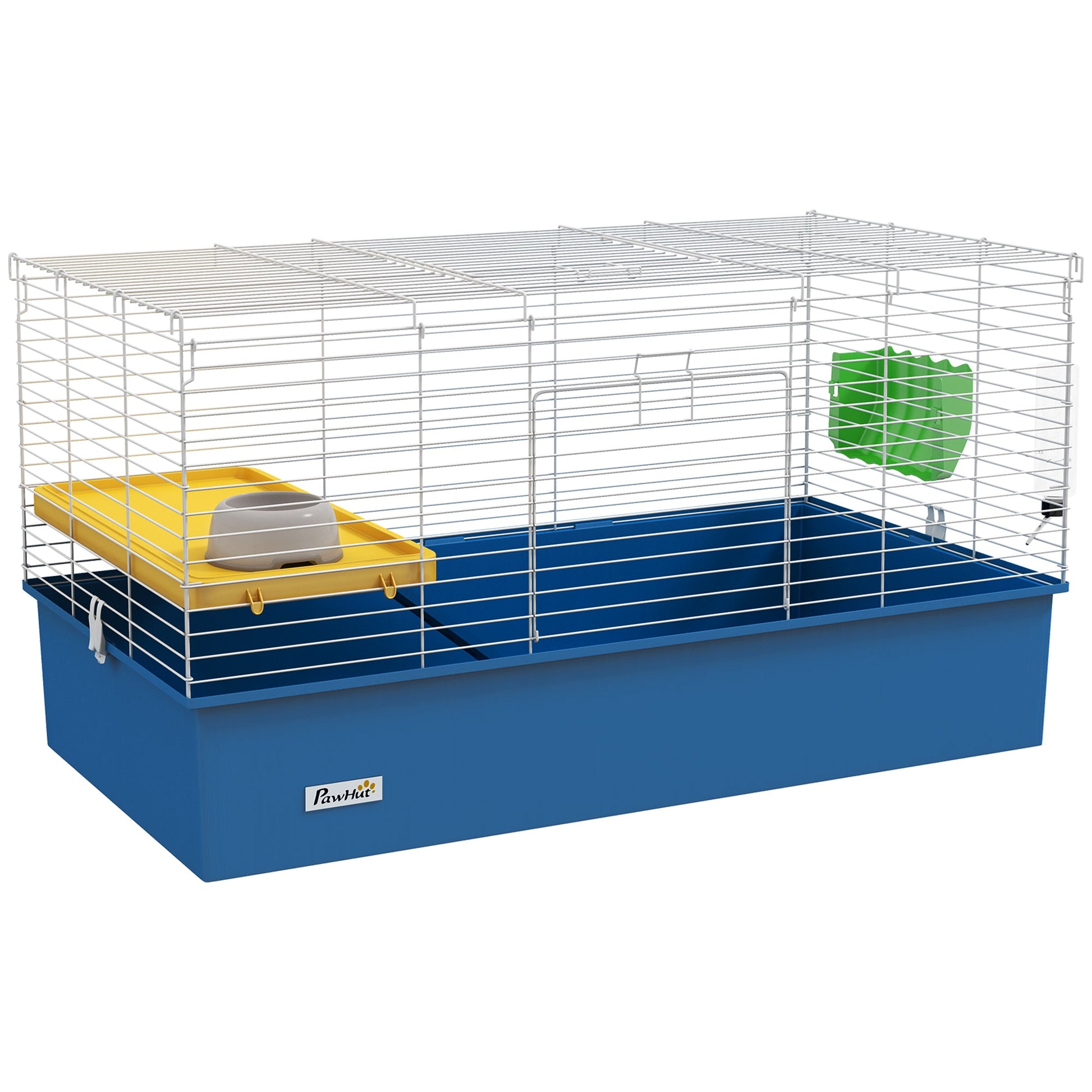 Guinea Pig Cage Chinchillas Rabbit Small Animal Cage with Ramp, Dish, Water Bottle, 99 x 52 x 53cm, Blue