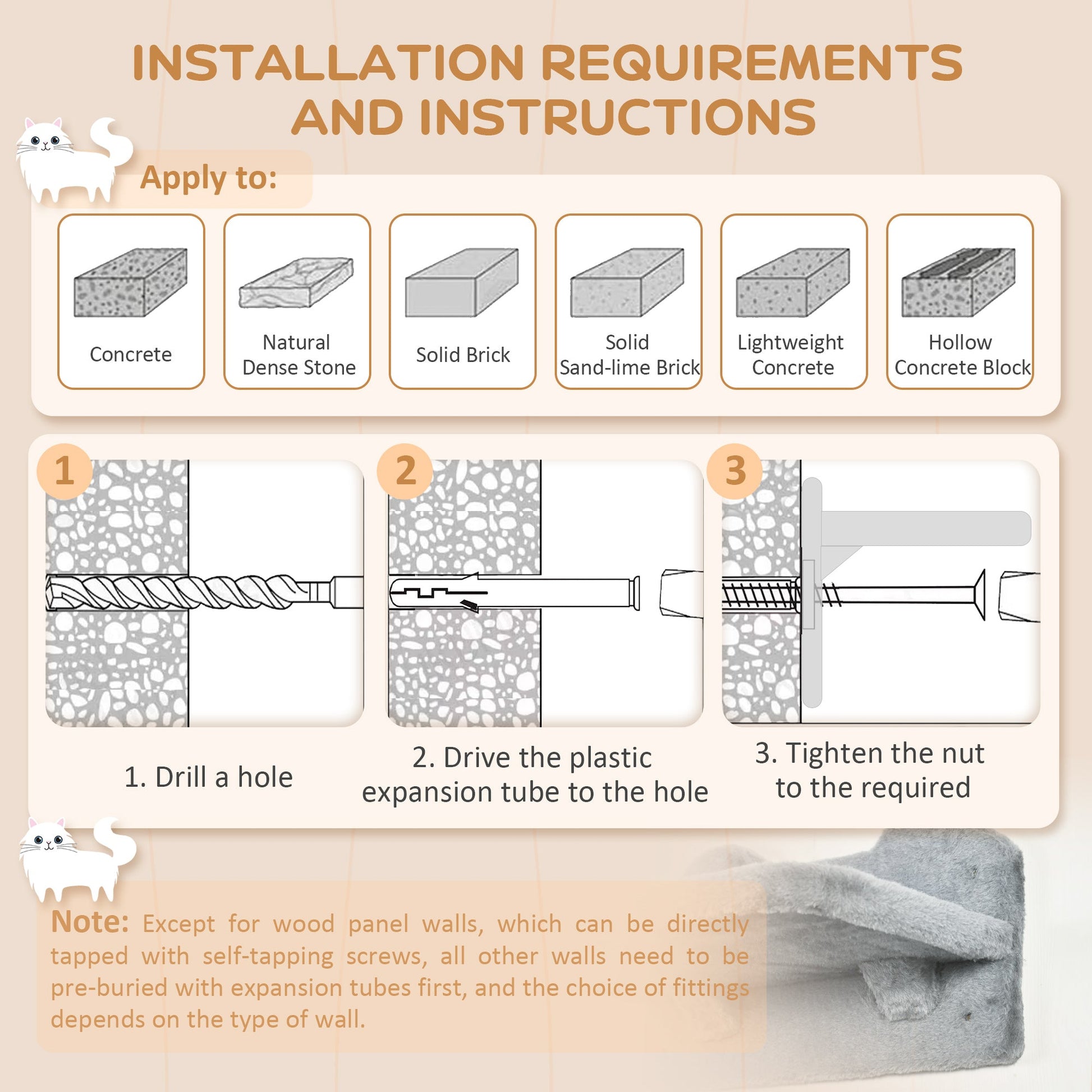 4PCs Wall Mounted Cat Tree Cat Wall Shelves Furniture Climbing Shelf Set Kitten Activity Centre w/ Hammock, Scratching Post - Grey