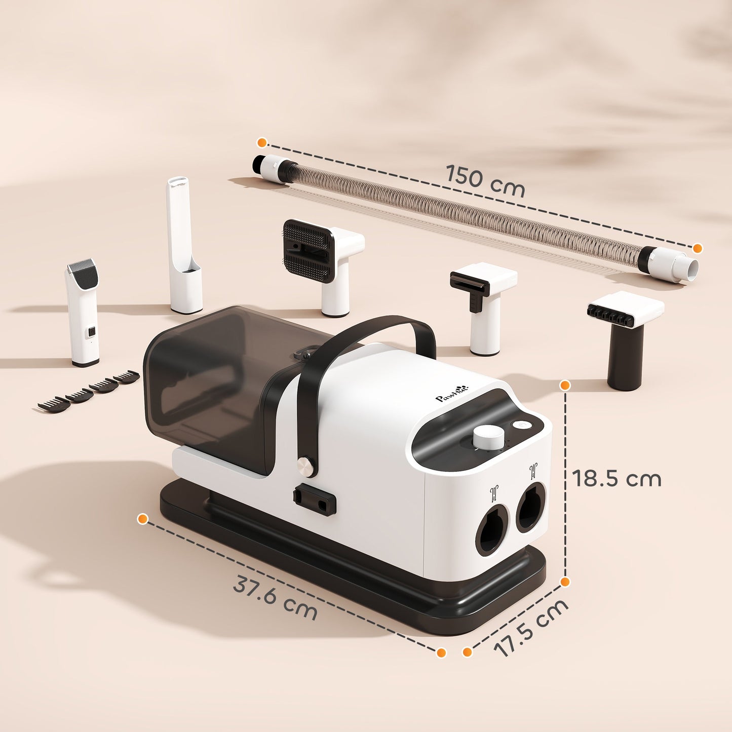 Dog Grooming Vacuum & Dryer Kit, 5 in 1 Dog Hair Dryer with Clippers for Thick Short Long Hair Shedding Brush, 12000 Pa Suction Power Vacuum, 4 Modes Blow Temperature