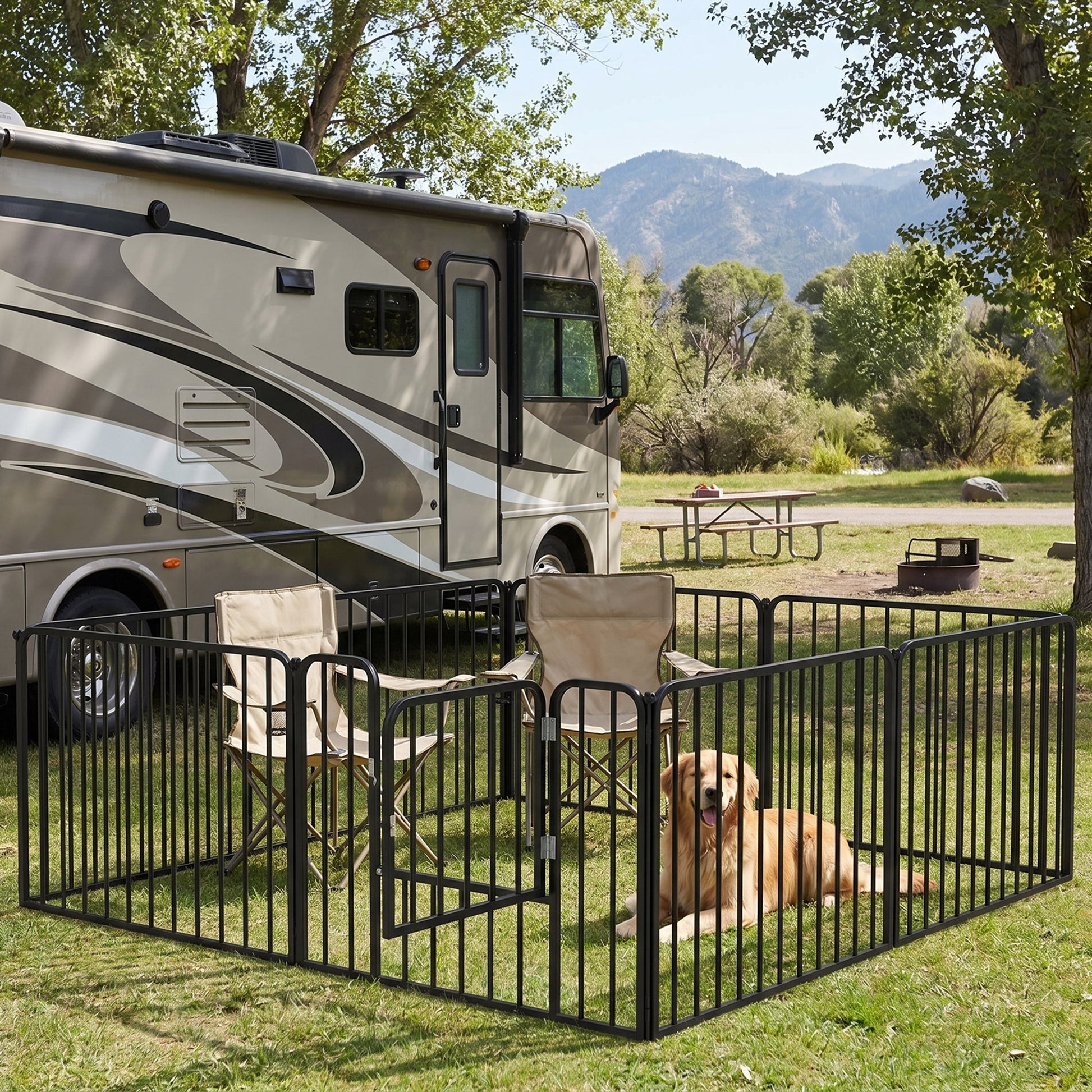 Heavy Duty Dog Playpen, 8 Panels Dog Pen, 60cm Height Pet Playpen Exercise Pen, with Door, for Small Dogs