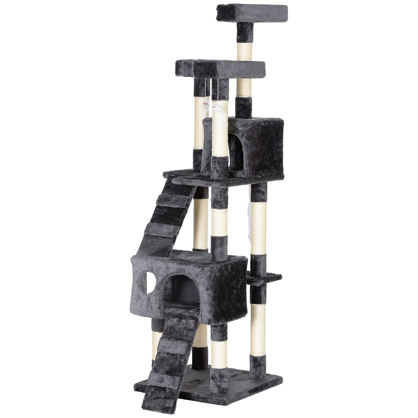 Cat Tree for Indoor Cats, 173cm Cat Tower Scratching Post Tall Climbing Tower, Activity Centre House - Grey