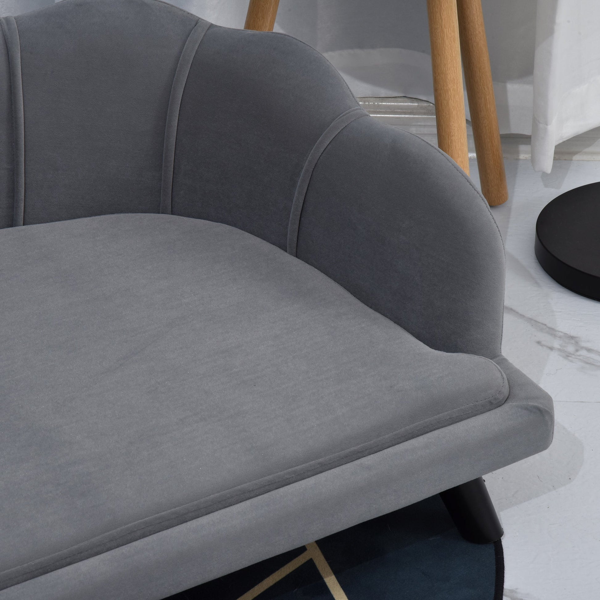 Dog Sofa for Medium, Large Dogs, Shell Shaped Pet Couch Bed w/ Legs, Cushion, Washable Cover - Grey